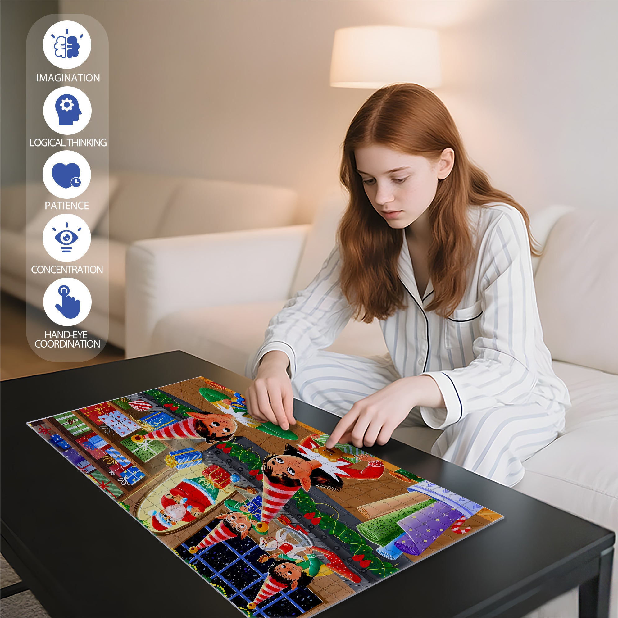 X'mas Cards 500pcs/1000pcs Jigsaw Puzzle, Scratch-Resistant, Interactive Family Game & Brain-Boosting DIY Decor, Perfect for Halloween, Christmas & New Year Gifts, Family Puzzle Game