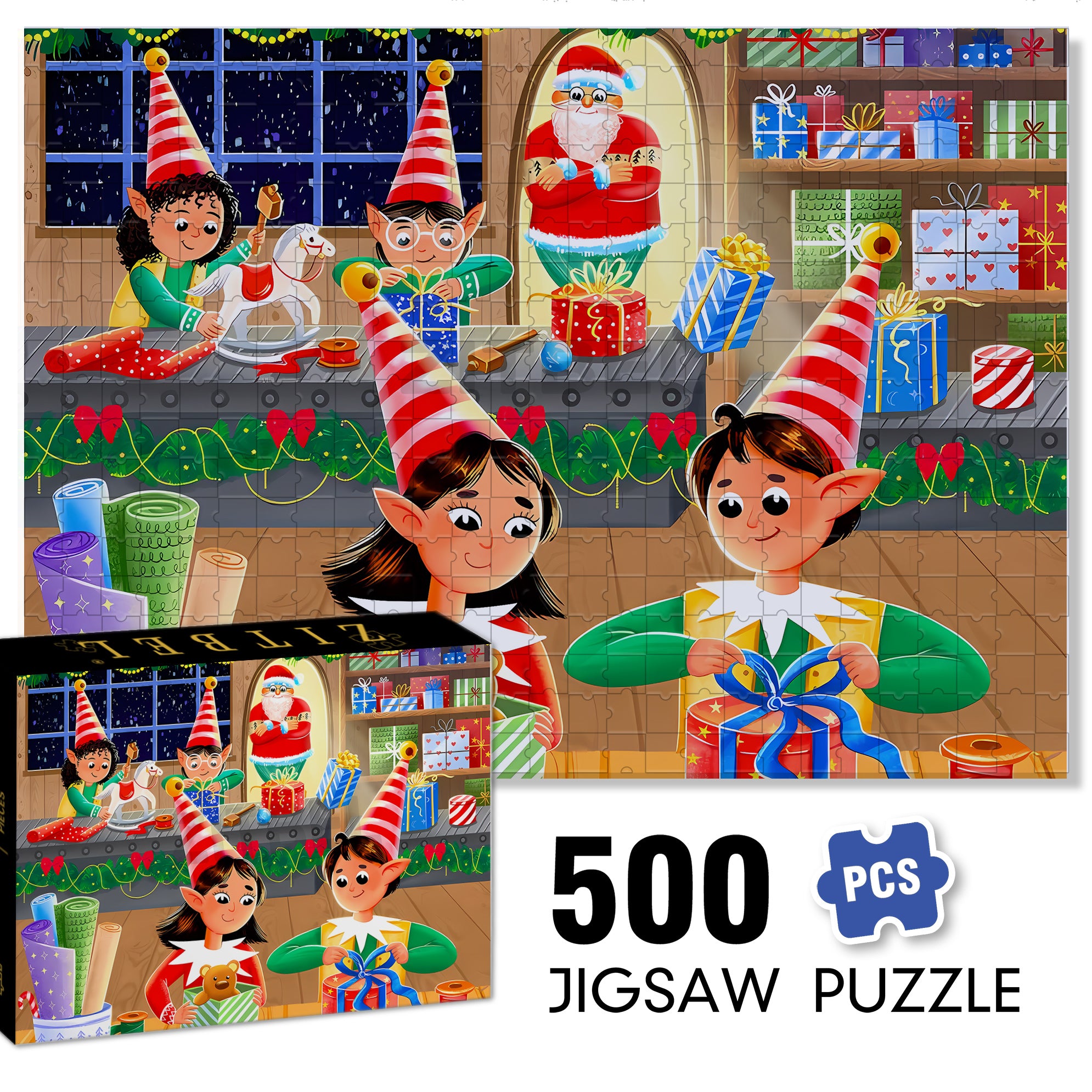 X'mas Cards 500pcs/1000pcs Jigsaw Puzzle, Scratch-Resistant, Interactive Family Game & Brain-Boosting DIY Decor, Perfect for Halloween, Christmas & New Year Gifts, Family Puzzle Game