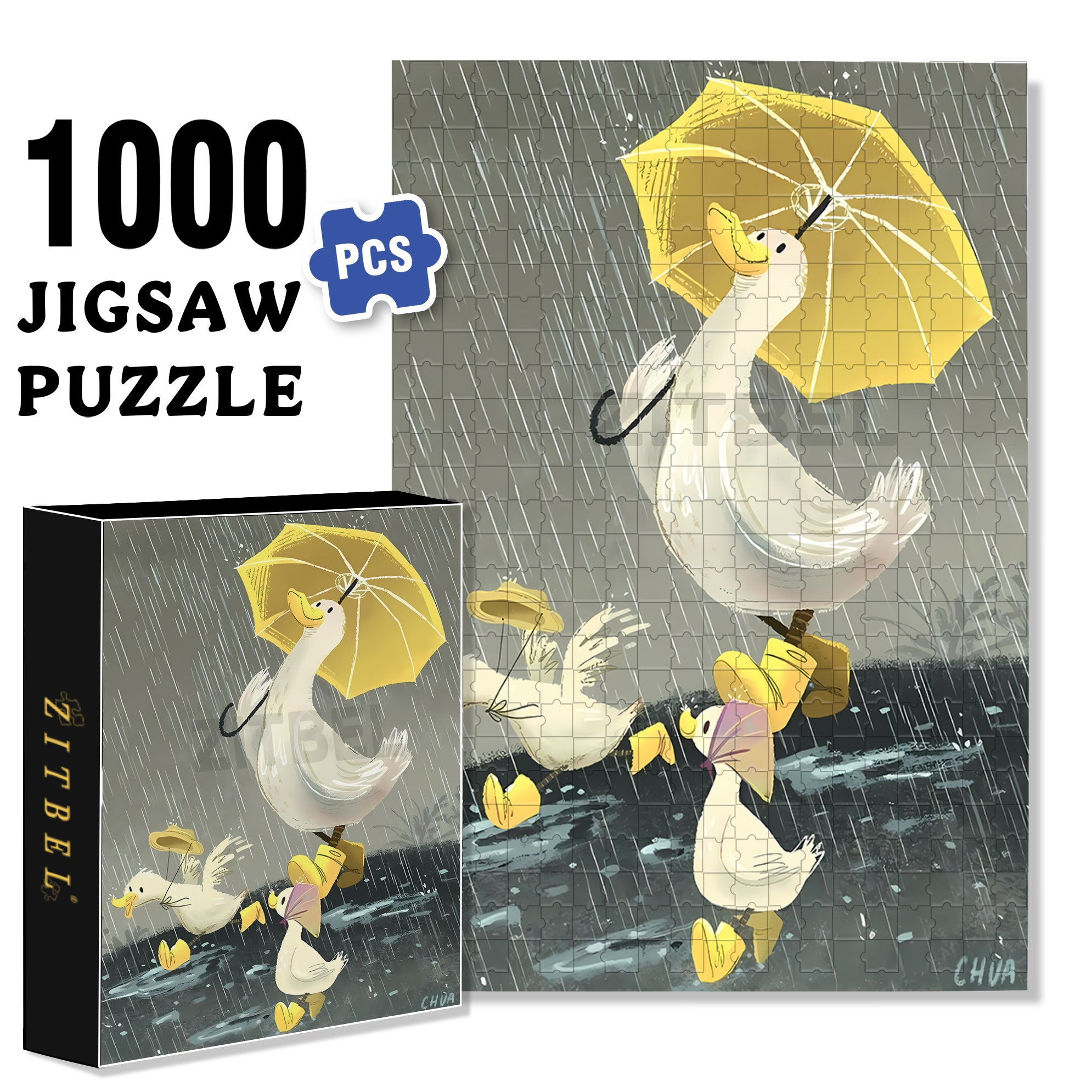 Yellow Umbrella 500pcs/1000pcs Jigsaw Puzzle, Scratch-Resistant, Interactive Family Game & Brain-Boosting DIY Decor, Perfect for Halloween, Christmas & New Year Gifts, Family Puzzle Game