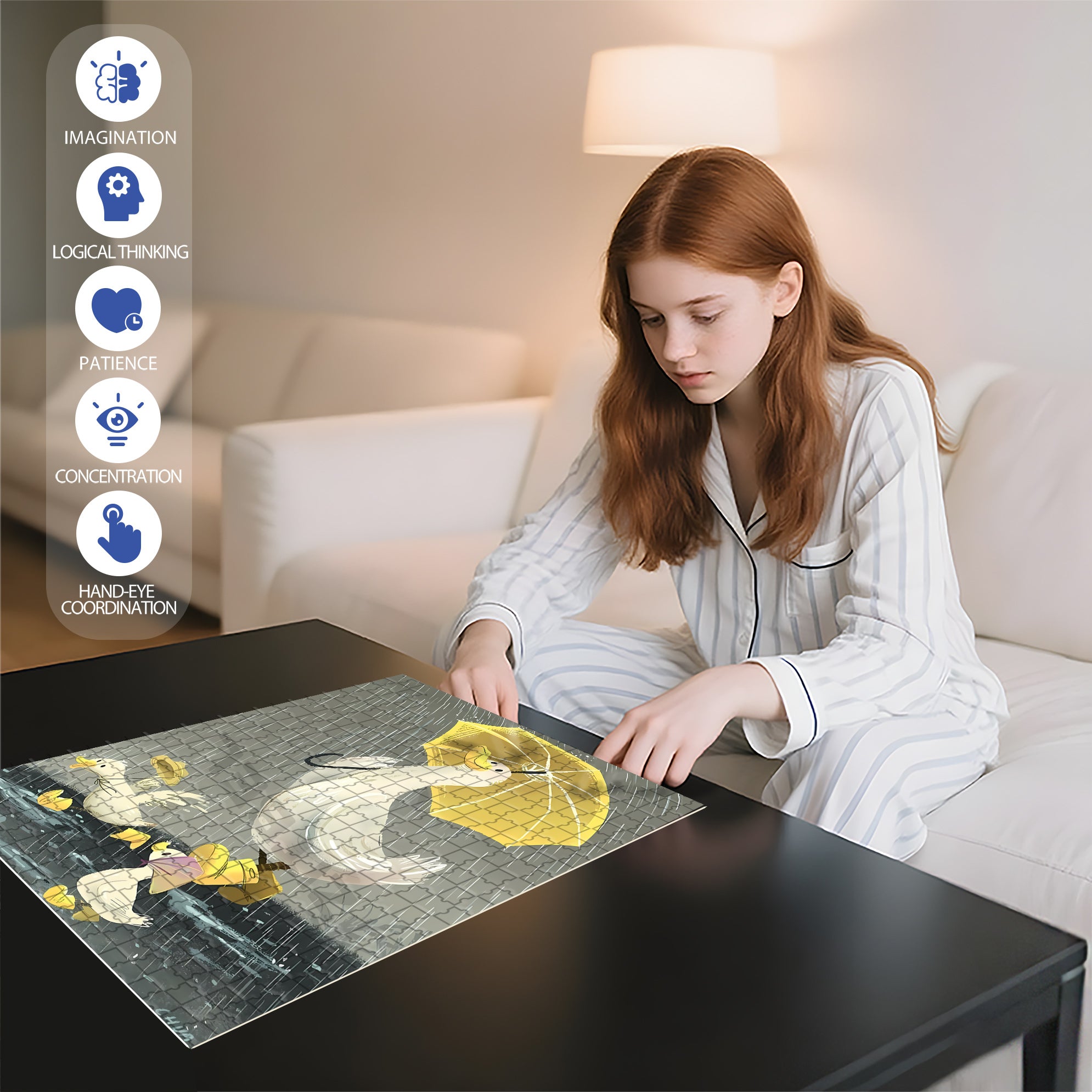 Yellow Umbrella 500pcs/1000pcs Jigsaw Puzzle, Scratch-Resistant, Interactive Family Game & Brain-Boosting DIY Decor, Perfect for Halloween, Christmas & New Year Gifts, Family Puzzle Game