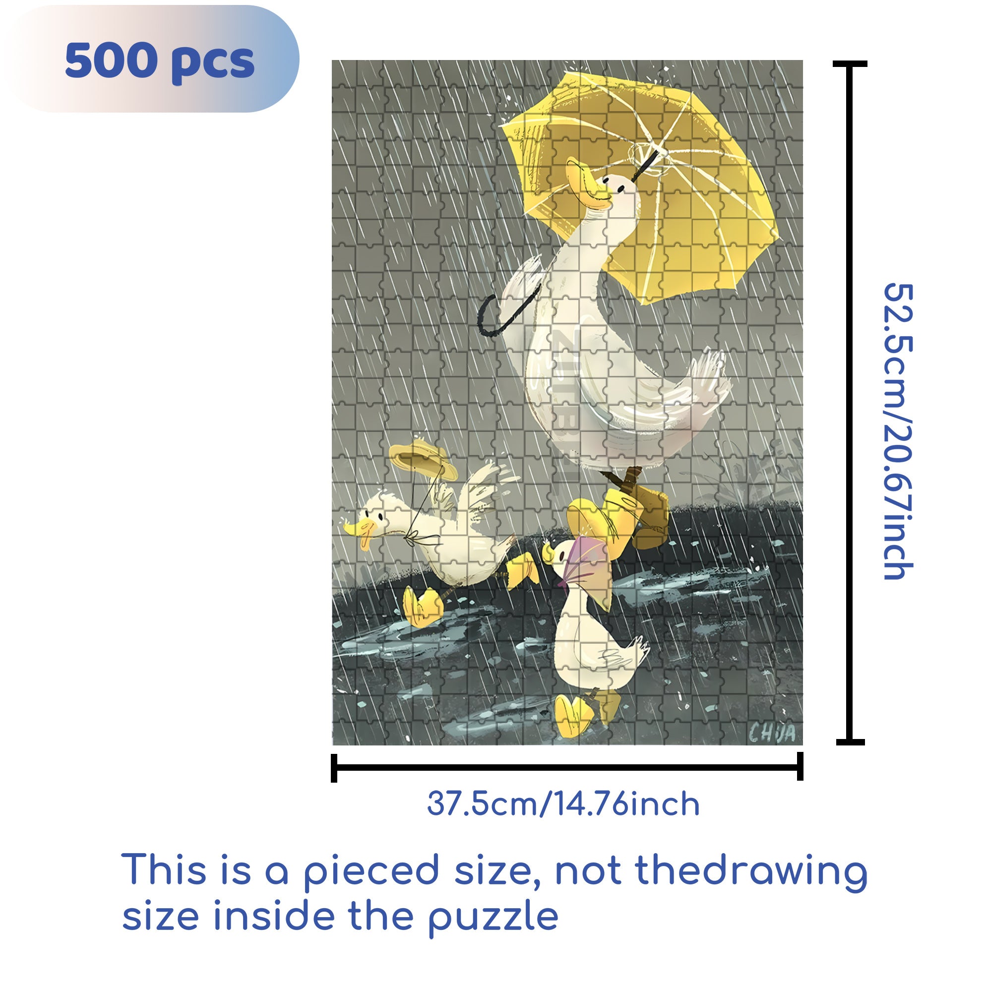 Yellow Umbrella 500pcs/1000pcs Jigsaw Puzzle, Scratch-Resistant, Interactive Family Game & Brain-Boosting DIY Decor, Perfect for Halloween, Christmas & New Year Gifts, Family Puzzle Game