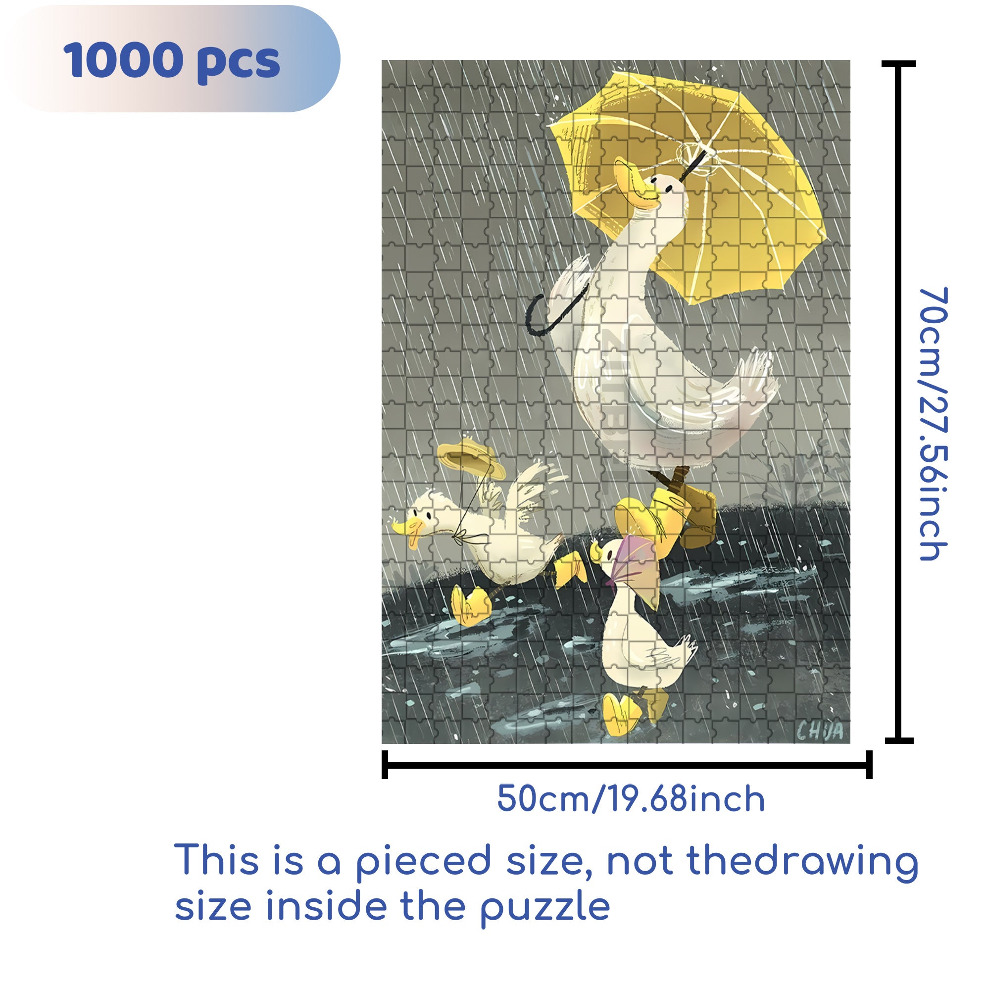 Yellow Umbrella 500pcs/1000pcs Jigsaw Puzzle, Scratch-Resistant, Interactive Family Game & Brain-Boosting DIY Decor, Perfect for Halloween, Christmas & New Year Gifts, Family Puzzle Game