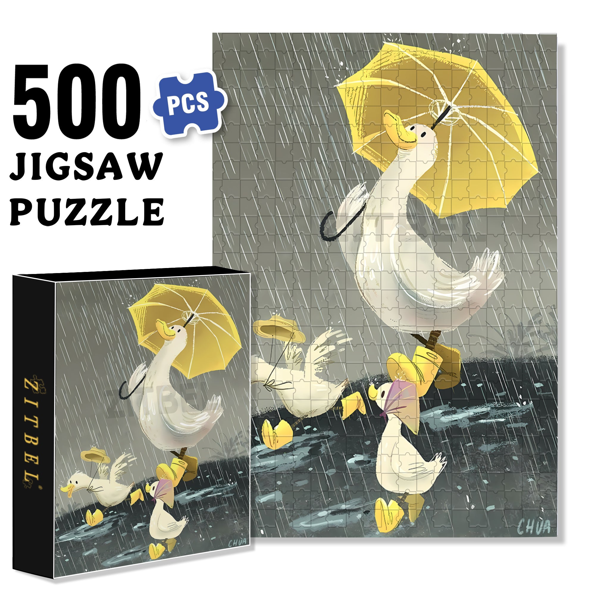 Yellow Umbrella 500pcs/1000pcs Jigsaw Puzzle, Scratch-Resistant, Interactive Family Game & Brain-Boosting DIY Decor, Perfect for Halloween, Christmas & New Year Gifts, Family Puzzle Game