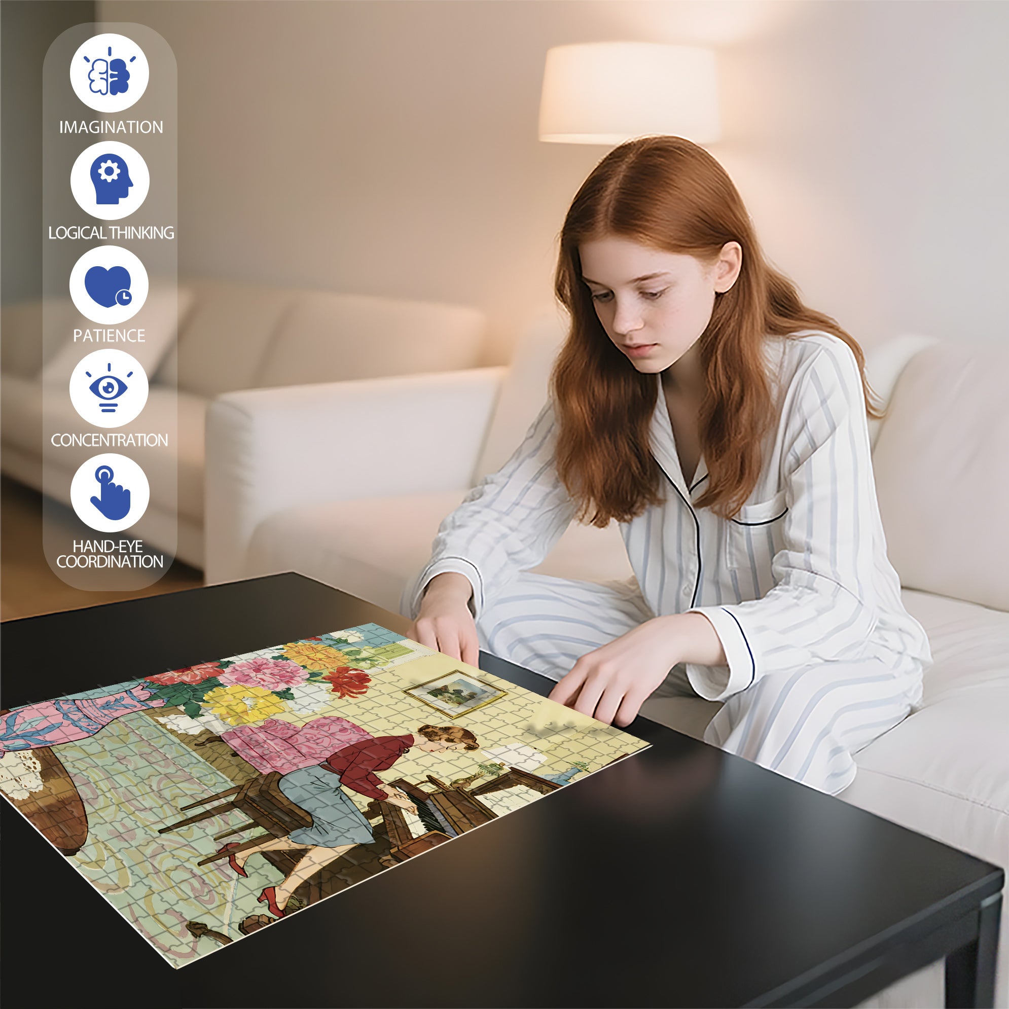 1950's 500pcs/1000pcs Jigsaw Puzzle, Scratch-Resistant, Interactive Family Game & Brain-Boosting DIY Decor, Perfect for Halloween, Christmas & New Year Gifts, Family Puzzle Game