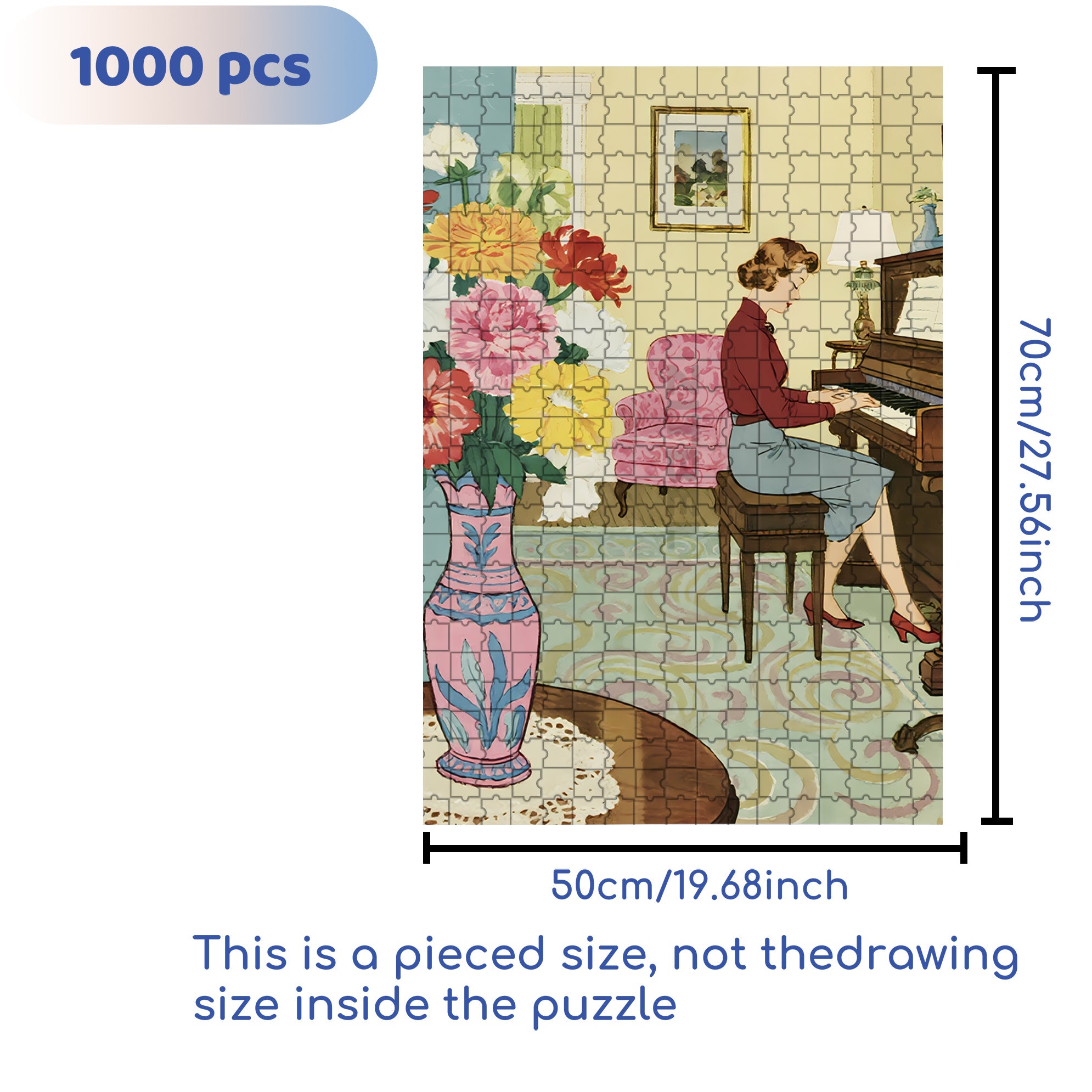 1950's 500pcs/1000pcs Jigsaw Puzzle, Scratch-Resistant, Interactive Family Game & Brain-Boosting DIY Decor, Perfect for Halloween, Christmas & New Year Gifts, Family Puzzle Game