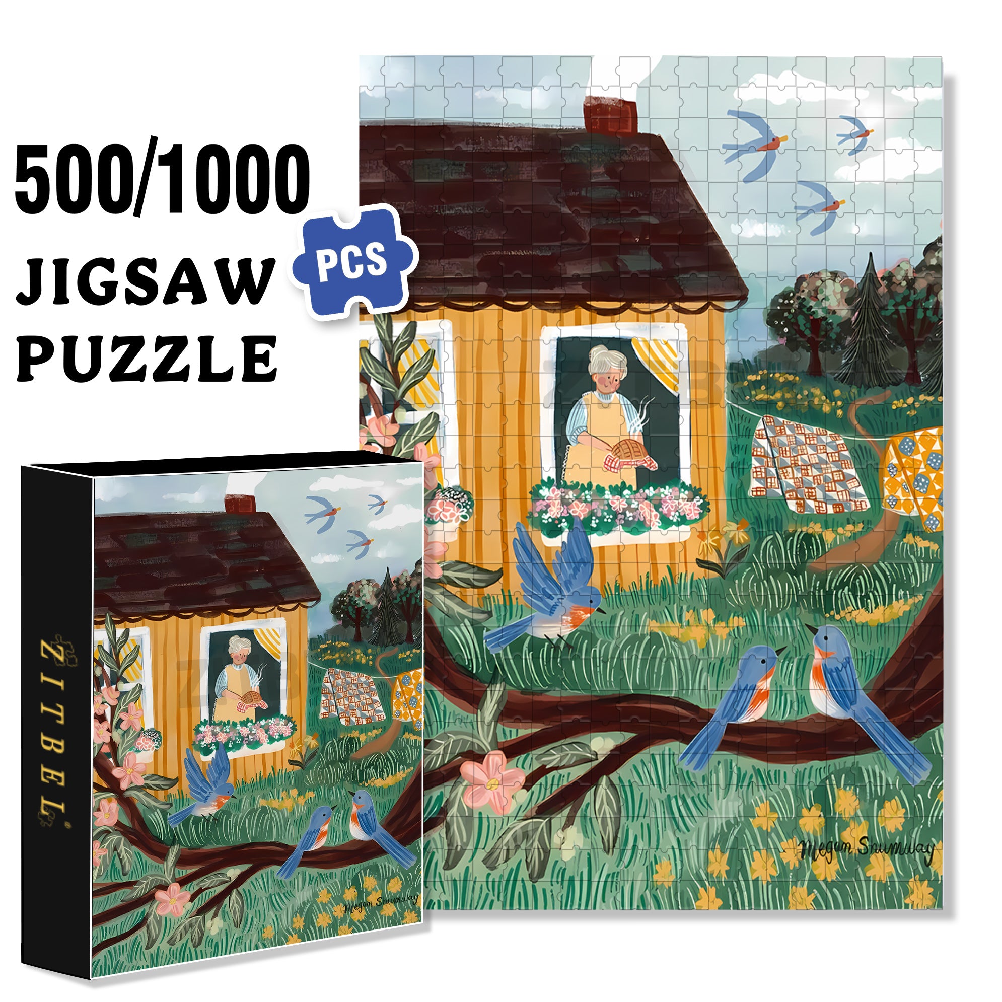 Air A Quilt 500pcs/1000pcs Jigsaw Puzzle, Scratch-Resistant, Interactive Family Game & Brain-Boosting DIY Decor, Perfect for Halloween, Christmas & New Year Gifts, Family Puzzle Game