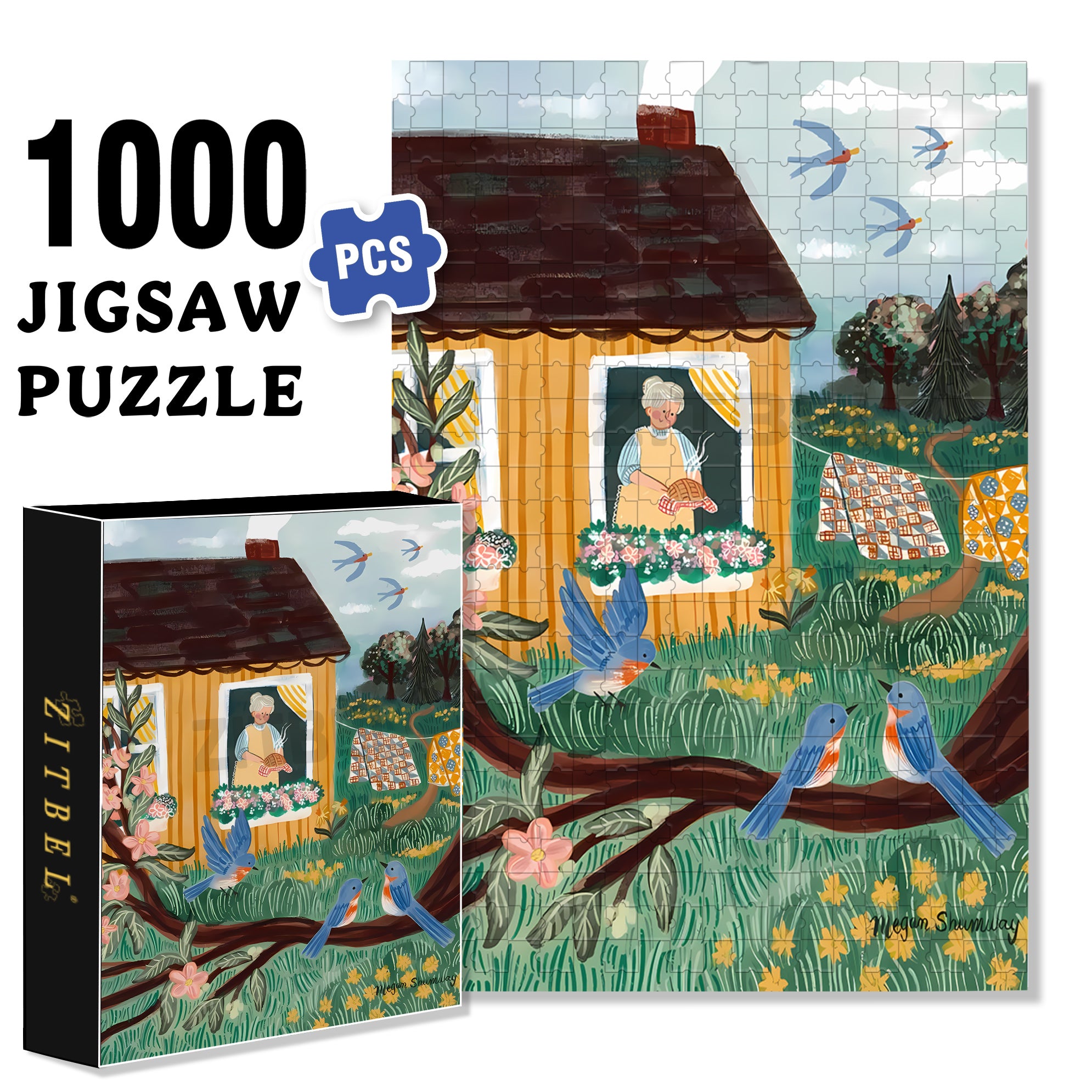 Air A Quilt 500pcs/1000pcs Jigsaw Puzzle, Scratch-Resistant, Interactive Family Game & Brain-Boosting DIY Decor, Perfect for Halloween, Christmas & New Year Gifts, Family Puzzle Game