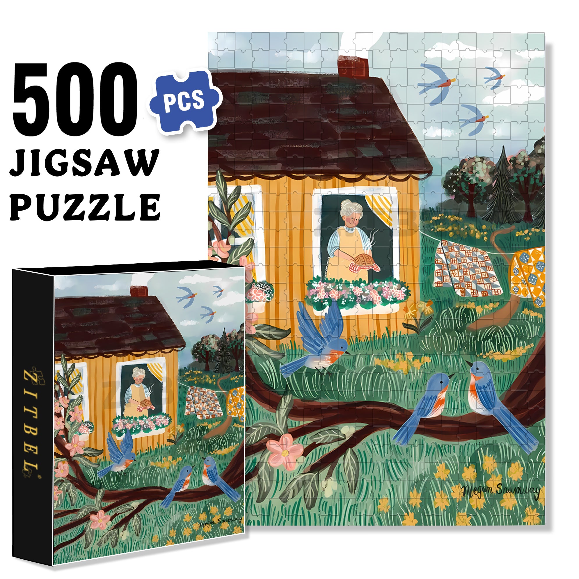 Air A Quilt 500pcs/1000pcs Jigsaw Puzzle, Scratch-Resistant, Interactive Family Game & Brain-Boosting DIY Decor, Perfect for Halloween, Christmas & New Year Gifts, Family Puzzle Game