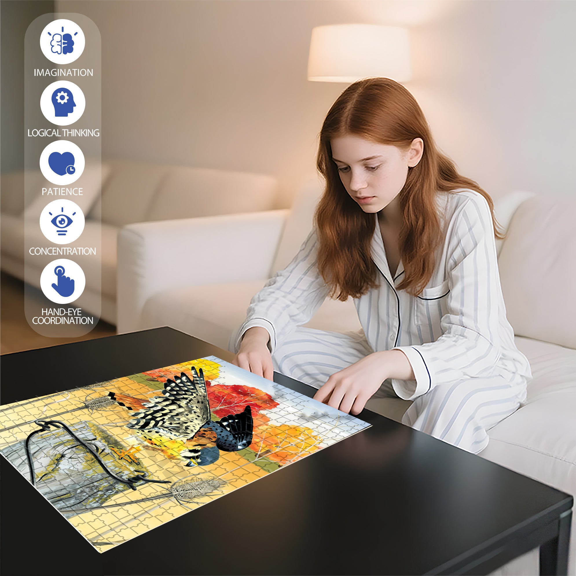 American Kestrel 500pcs/1000pcs Jigsaw Puzzle, Scratch-Resistant, Interactive Family Game & Brain-Boosting DIY Decor, Perfect for Halloween, Christmas & New Year Gifts, Family Puzzle Game