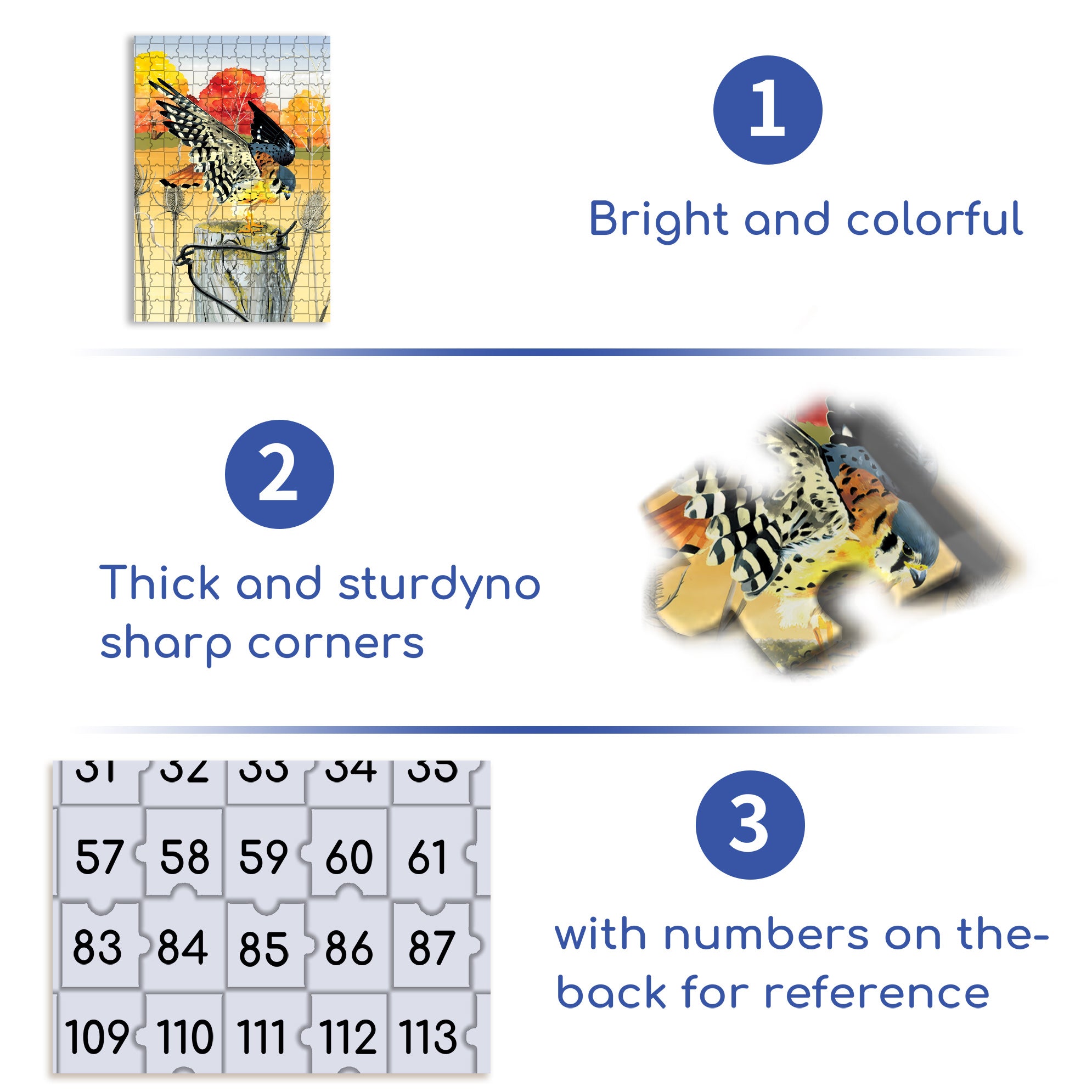 American Kestrel 500pcs/1000pcs Jigsaw Puzzle, Scratch-Resistant, Interactive Family Game & Brain-Boosting DIY Decor, Perfect for Halloween, Christmas & New Year Gifts, Family Puzzle Game