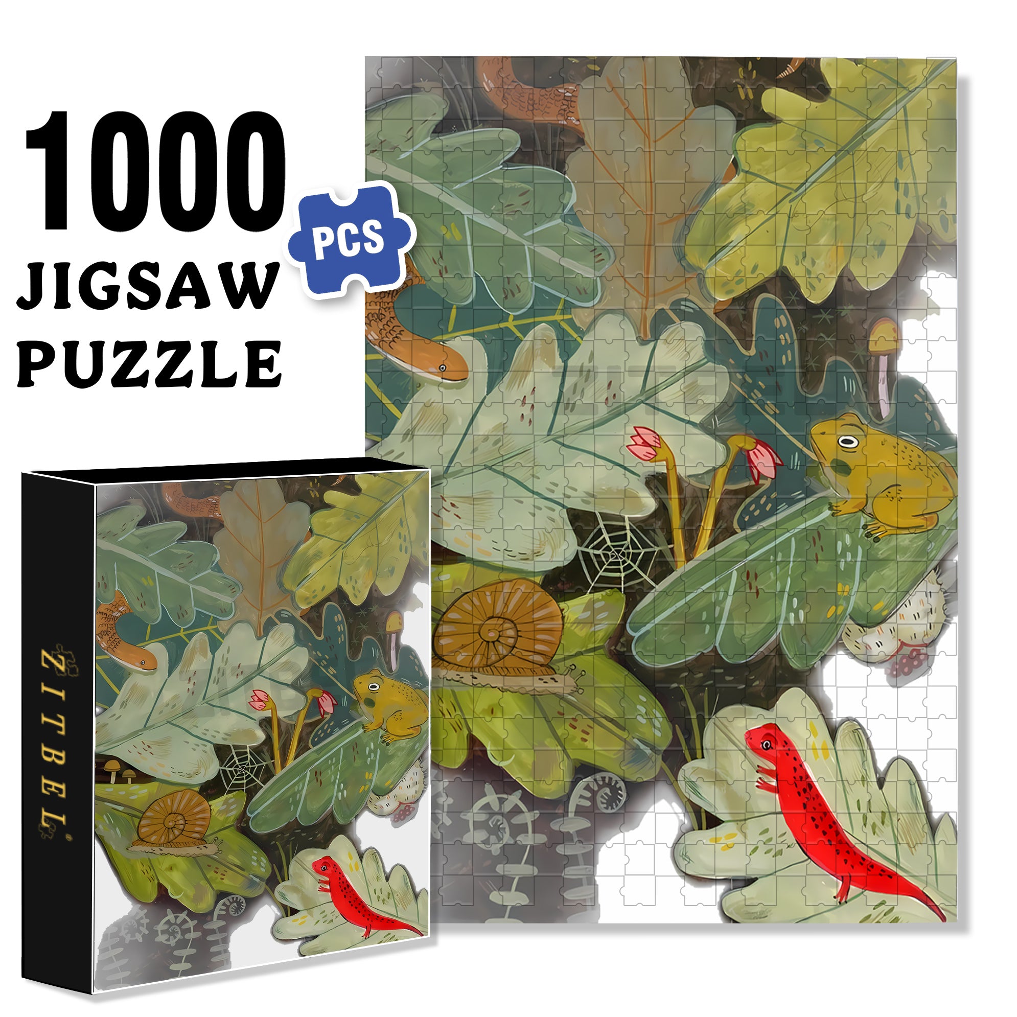 Amphibians 500pcs/1000pcs Jigsaw Puzzle, Scratch-Resistant, Interactive Family Game & Brain-Boosting DIY Decor, Perfect for Halloween, Christmas & New Year Gifts, Family Puzzle Game