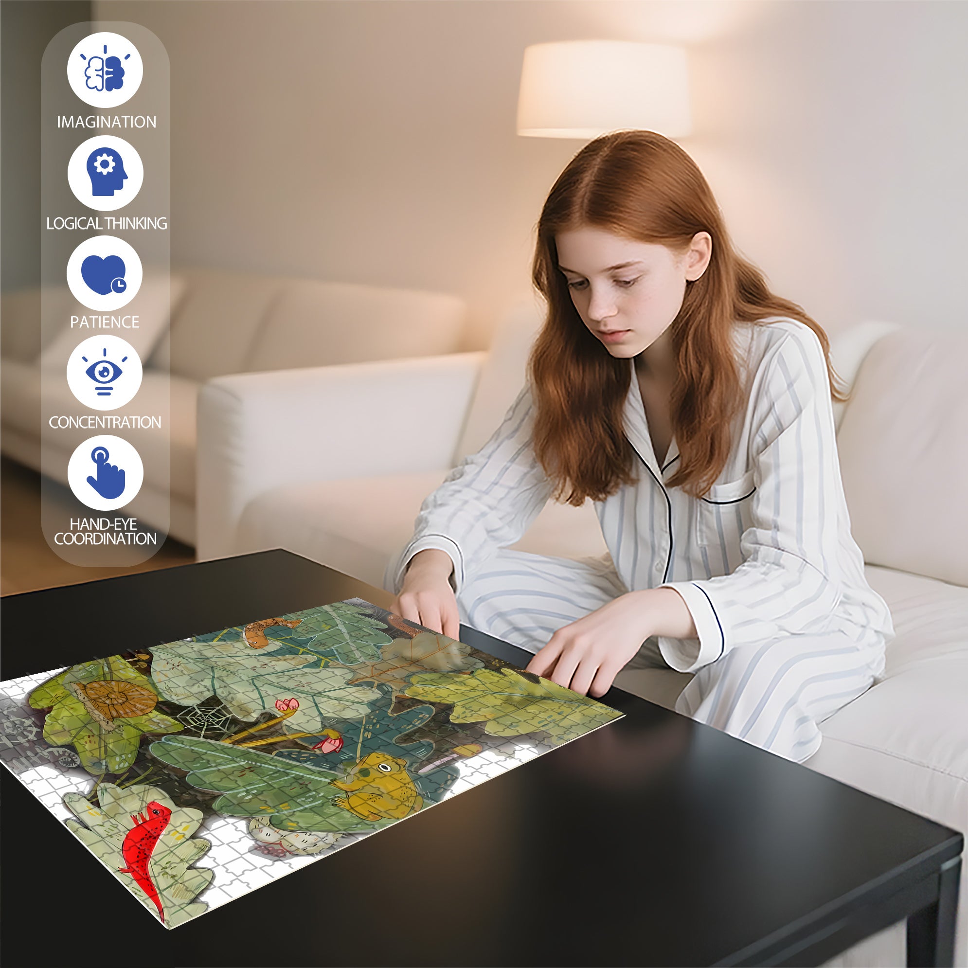 Amphibians 500pcs/1000pcs Jigsaw Puzzle, Scratch-Resistant, Interactive Family Game & Brain-Boosting DIY Decor, Perfect for Halloween, Christmas & New Year Gifts, Family Puzzle Game