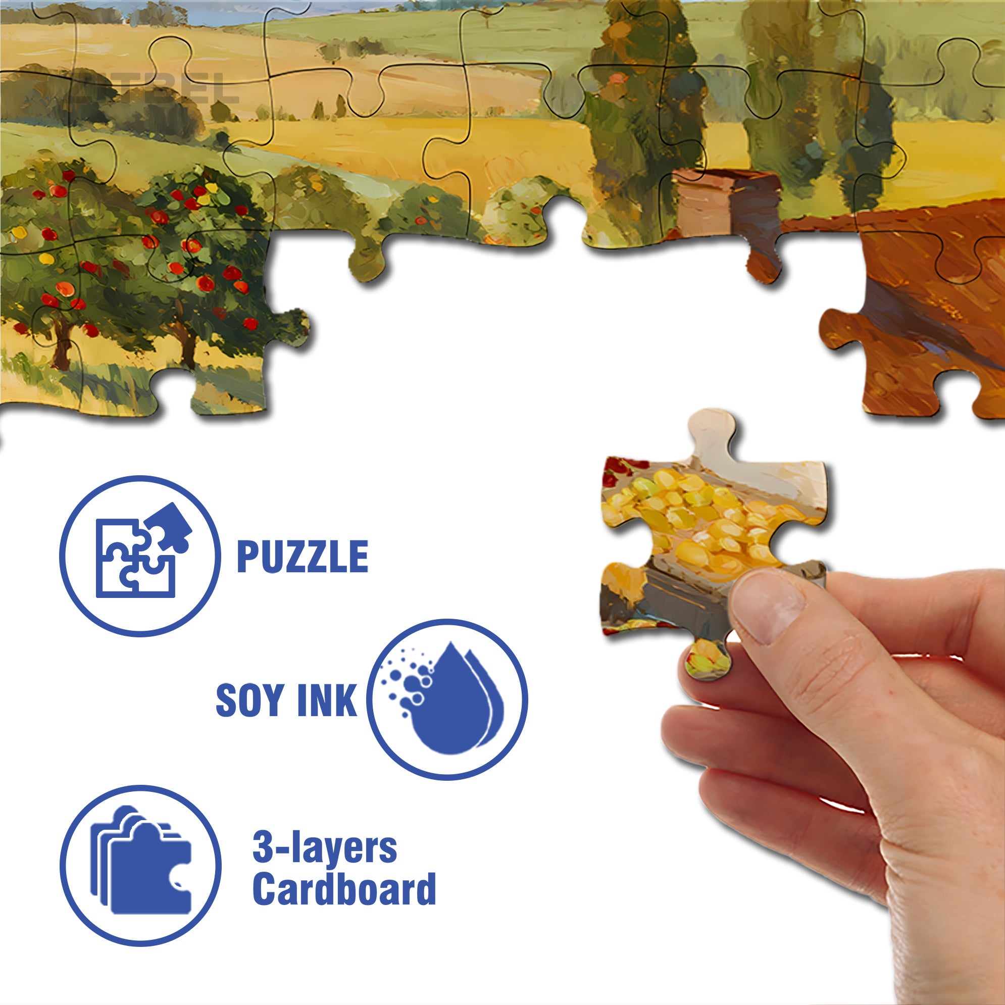 Autumn Fields 500pcs/1000pcs Jigsaw Puzzle, Scratch-Resistant, Interactive Family Game & Brain-Boosting DIY Decor, Perfect for Halloween, Christmas & New Year Gifts, Family Puzzle Game