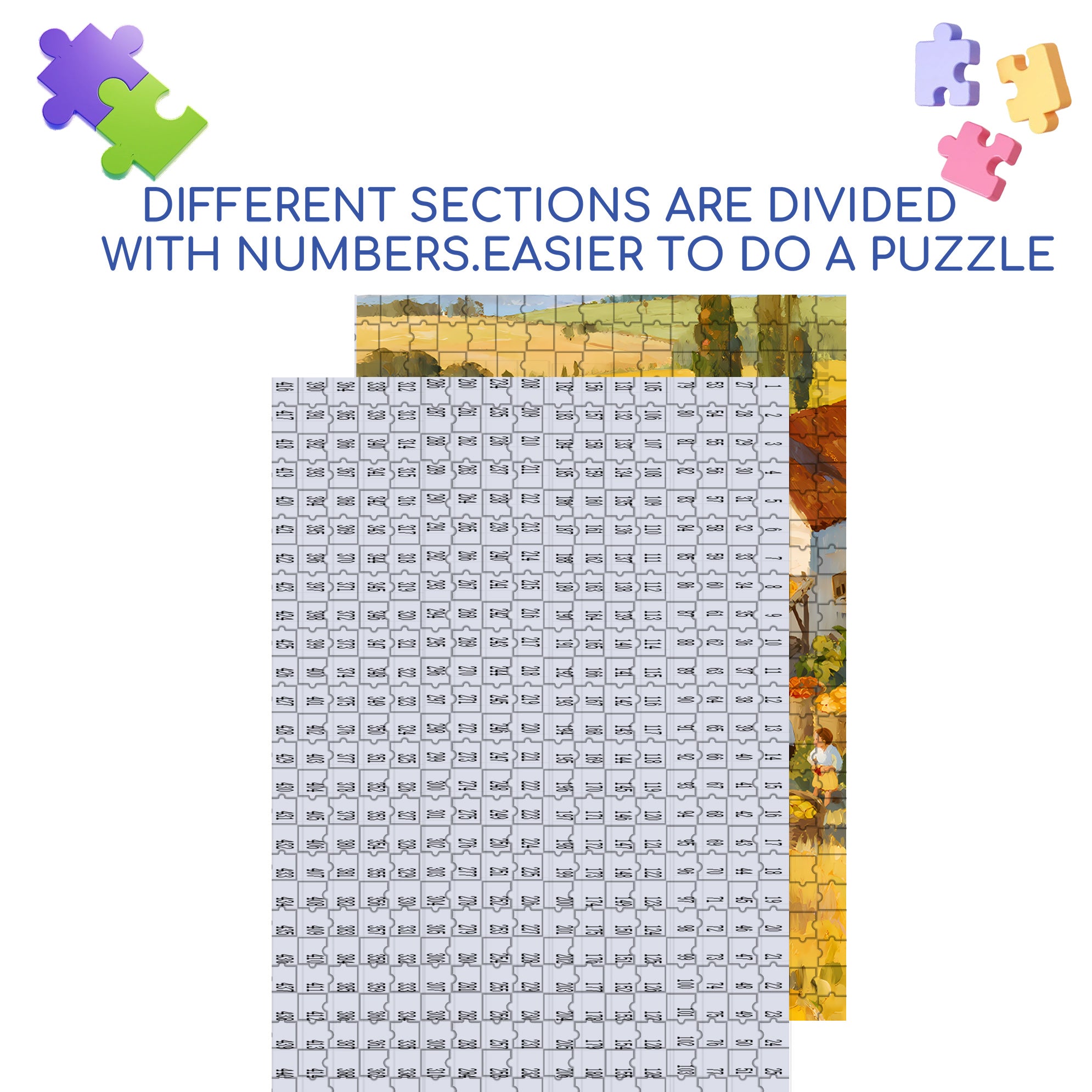 Autumn Fields 500pcs/1000pcs Jigsaw Puzzle, Scratch-Resistant, Interactive Family Game & Brain-Boosting DIY Decor, Perfect for Halloween, Christmas & New Year Gifts, Family Puzzle Game