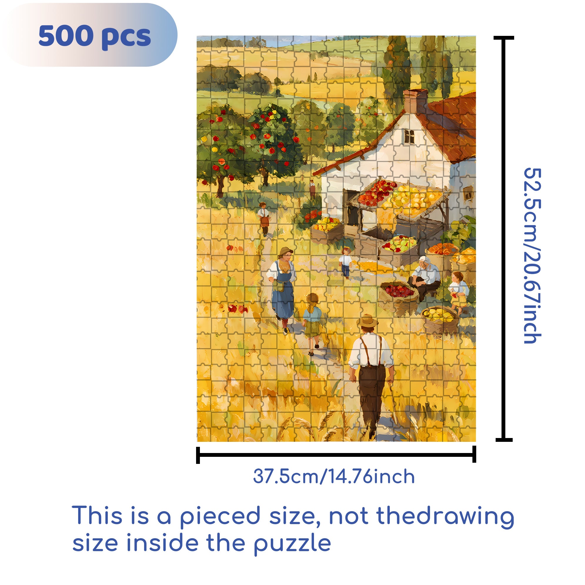 Autumn Fields 500pcs/1000pcs Jigsaw Puzzle, Scratch-Resistant, Interactive Family Game & Brain-Boosting DIY Decor, Perfect for Halloween, Christmas & New Year Gifts, Family Puzzle Game