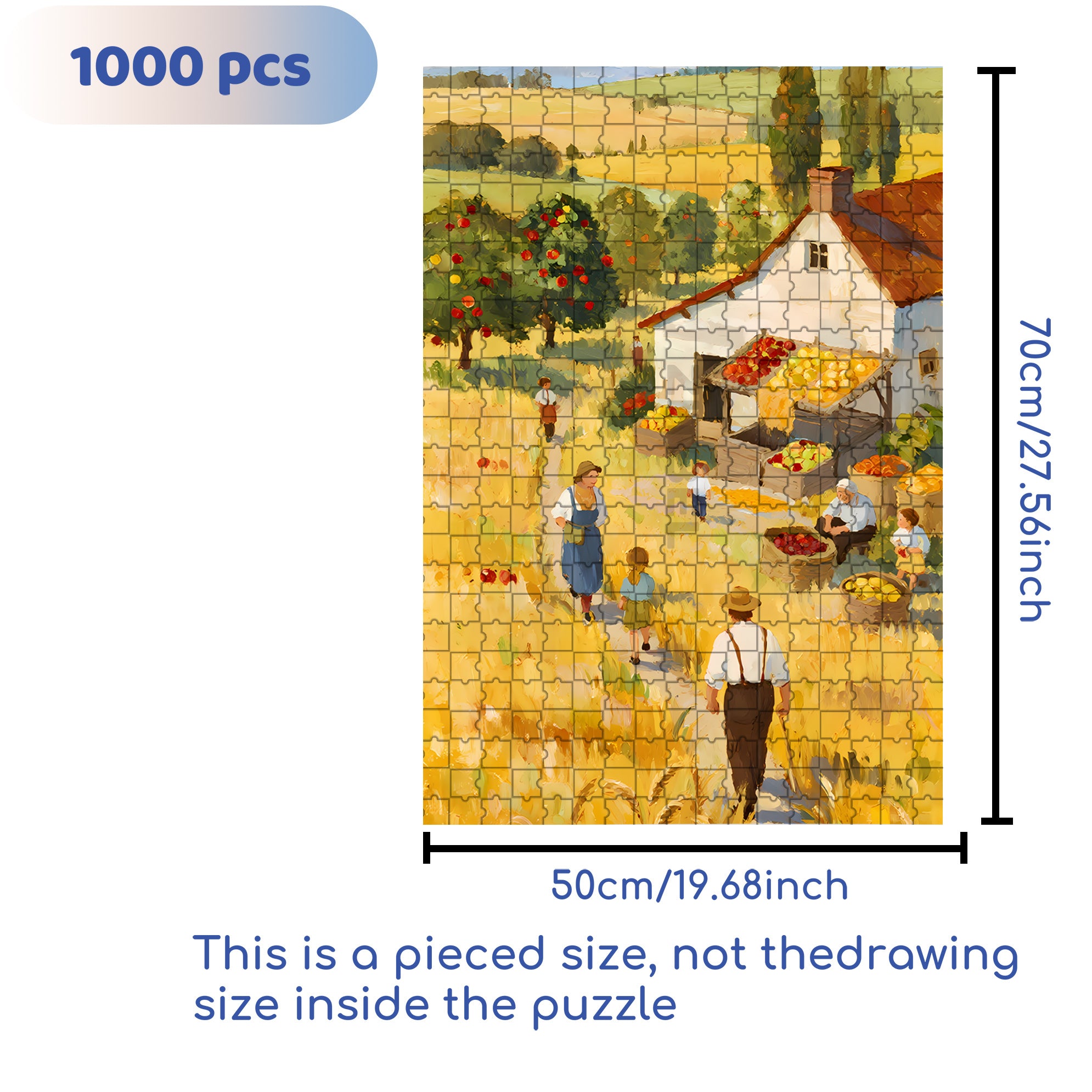 Autumn Fields 500pcs/1000pcs Jigsaw Puzzle, Scratch-Resistant, Interactive Family Game & Brain-Boosting DIY Decor, Perfect for Halloween, Christmas & New Year Gifts, Family Puzzle Game