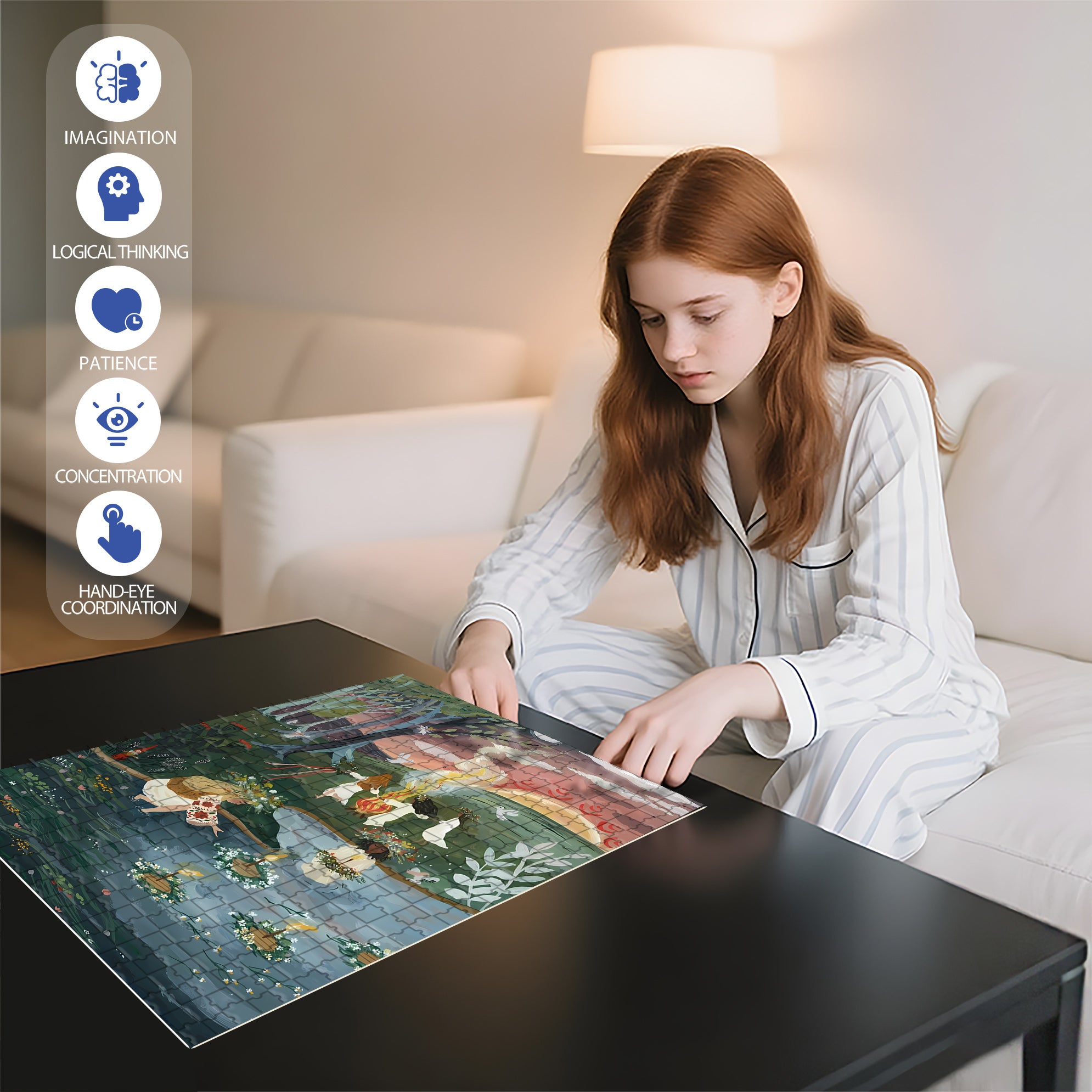 Bonfire Party 500pcs/1000pcs Jigsaw Puzzle, Scratch-Resistant, Interactive Family Game & Brain-Boosting DIY Decor, Perfect for Halloween, Christmas & New Year Gifts, Family Puzzle Game