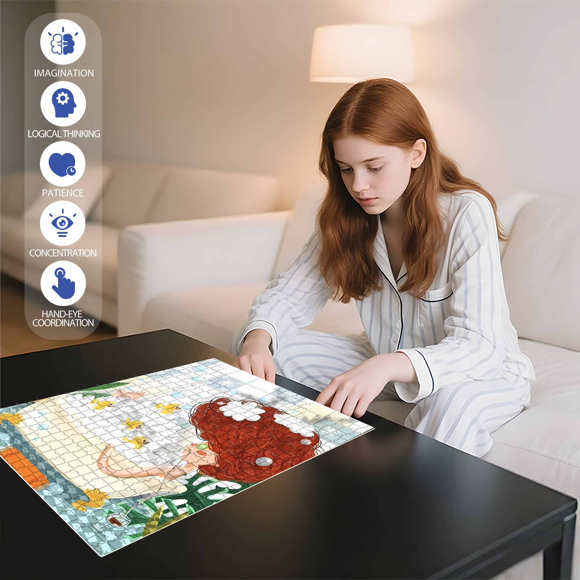 Bubble Bath 500pcs/1000pcs Jigsaw Puzzle, Scratch-Resistant, Interactive Family Game & Brain-Boosting DIY Decor, Perfect for Halloween, Christmas & New Year Gifts, Family Puzzle Game