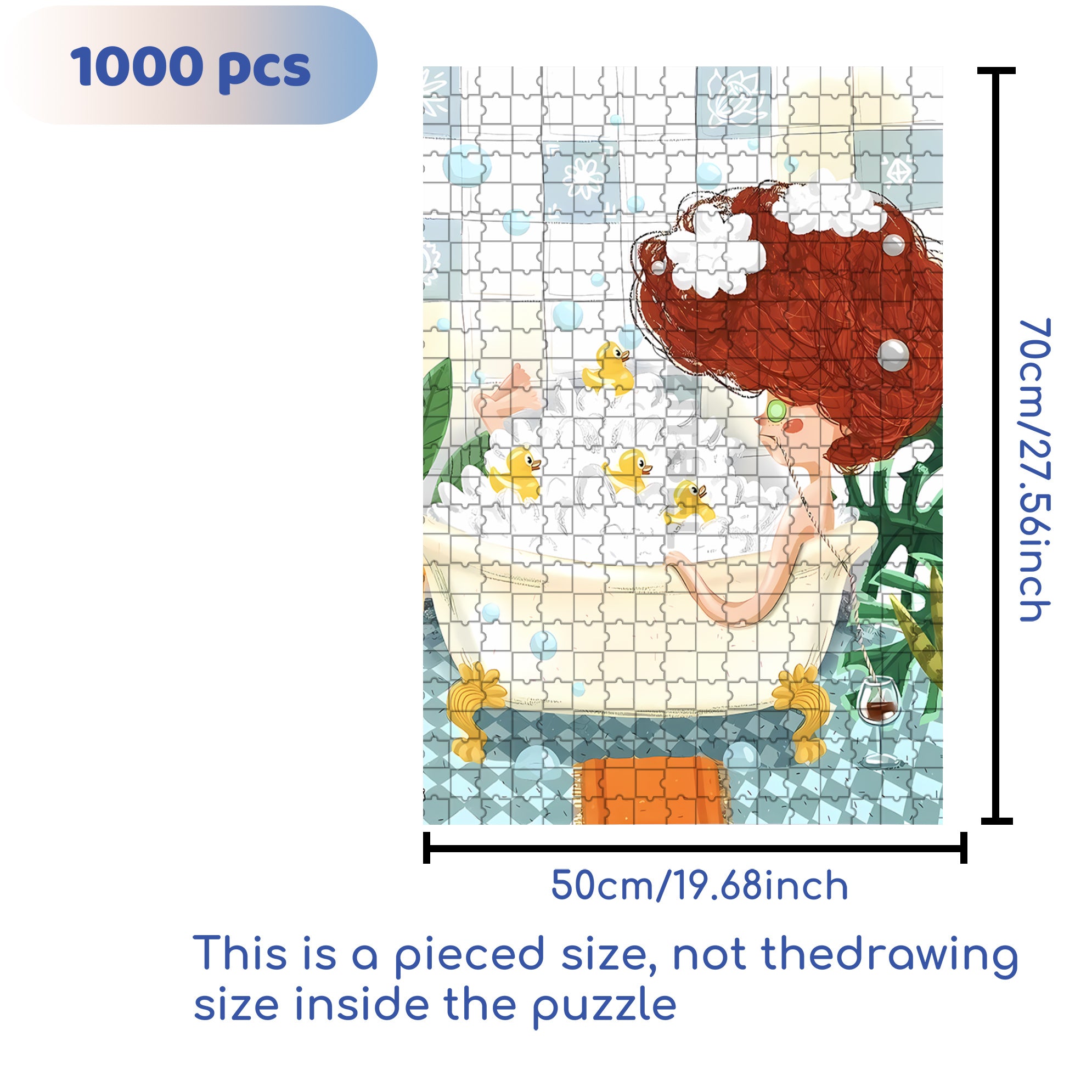 Bubble Bath 500pcs/1000pcs Jigsaw Puzzle, Scratch-Resistant, Interactive Family Game & Brain-Boosting DIY Decor, Perfect for Halloween, Christmas & New Year Gifts, Family Puzzle Game