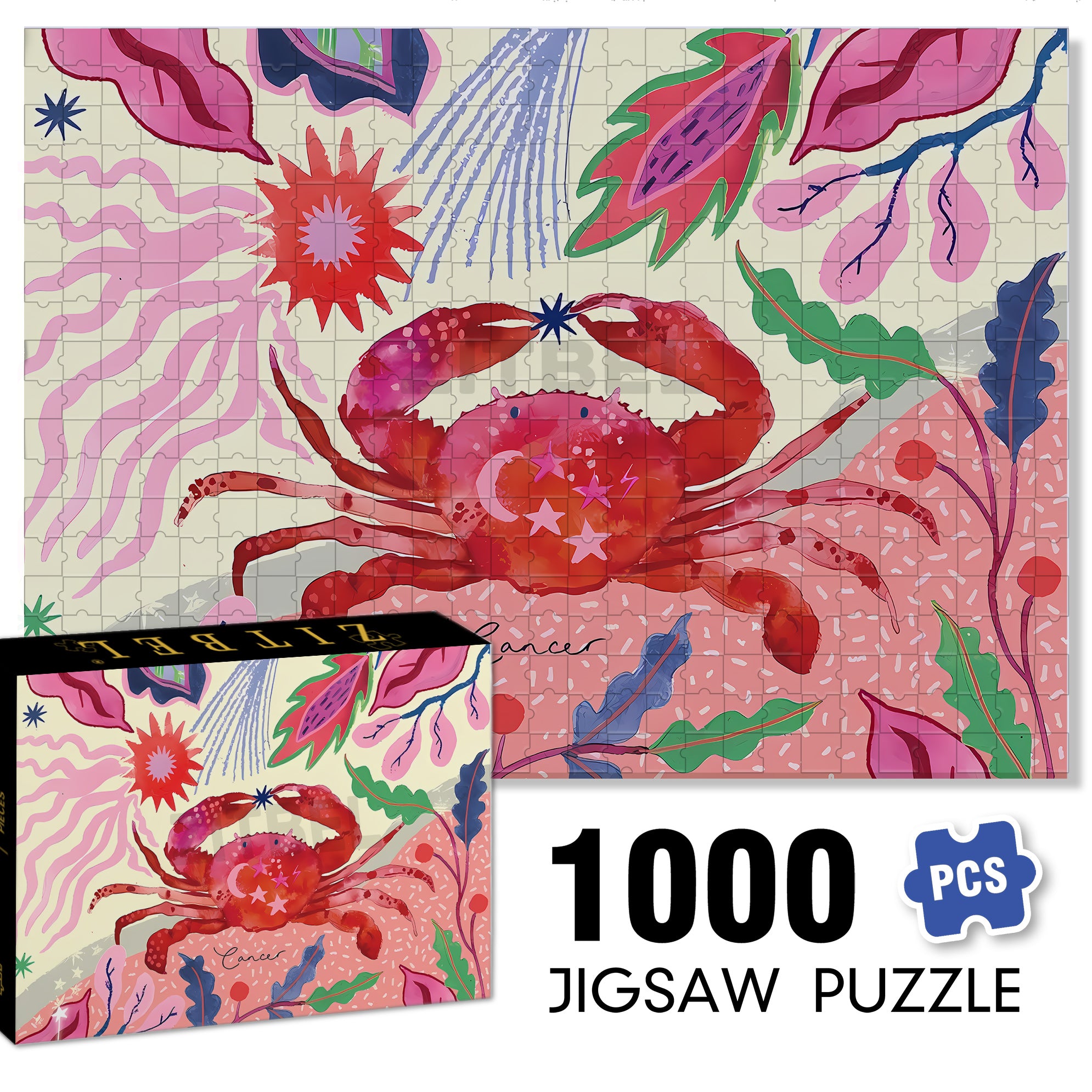 Cancer 500pcs/1000pcs Jigsaw Puzzle, Scratch-Resistant, Interactive Family Game & Brain-Boosting DIY Decor, Perfect for Halloween, Christmas & New Year Gifts, Family Puzzle Game