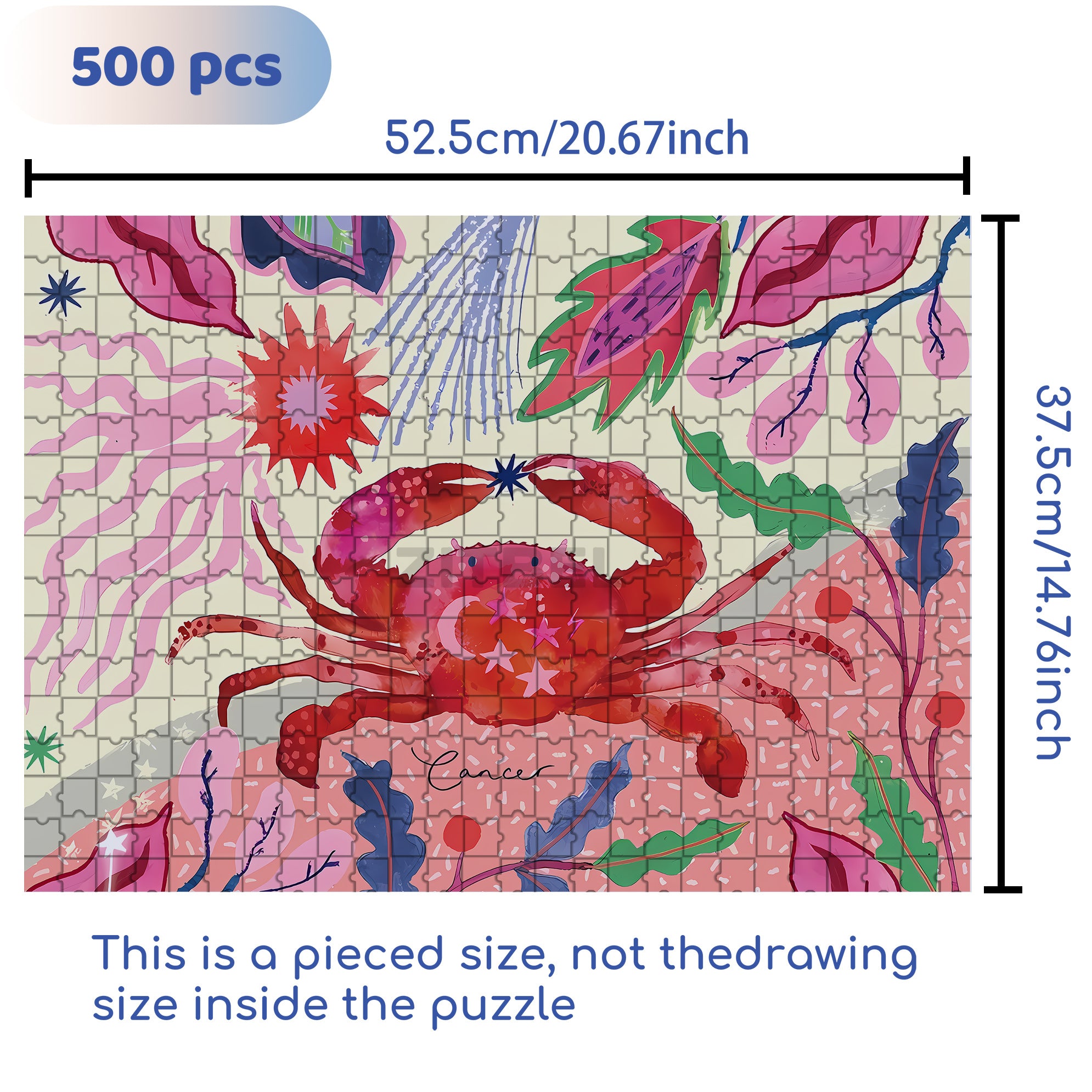 Cancer 500pcs/1000pcs Jigsaw Puzzle, Scratch-Resistant, Interactive Family Game & Brain-Boosting DIY Decor, Perfect for Halloween, Christmas & New Year Gifts, Family Puzzle Game