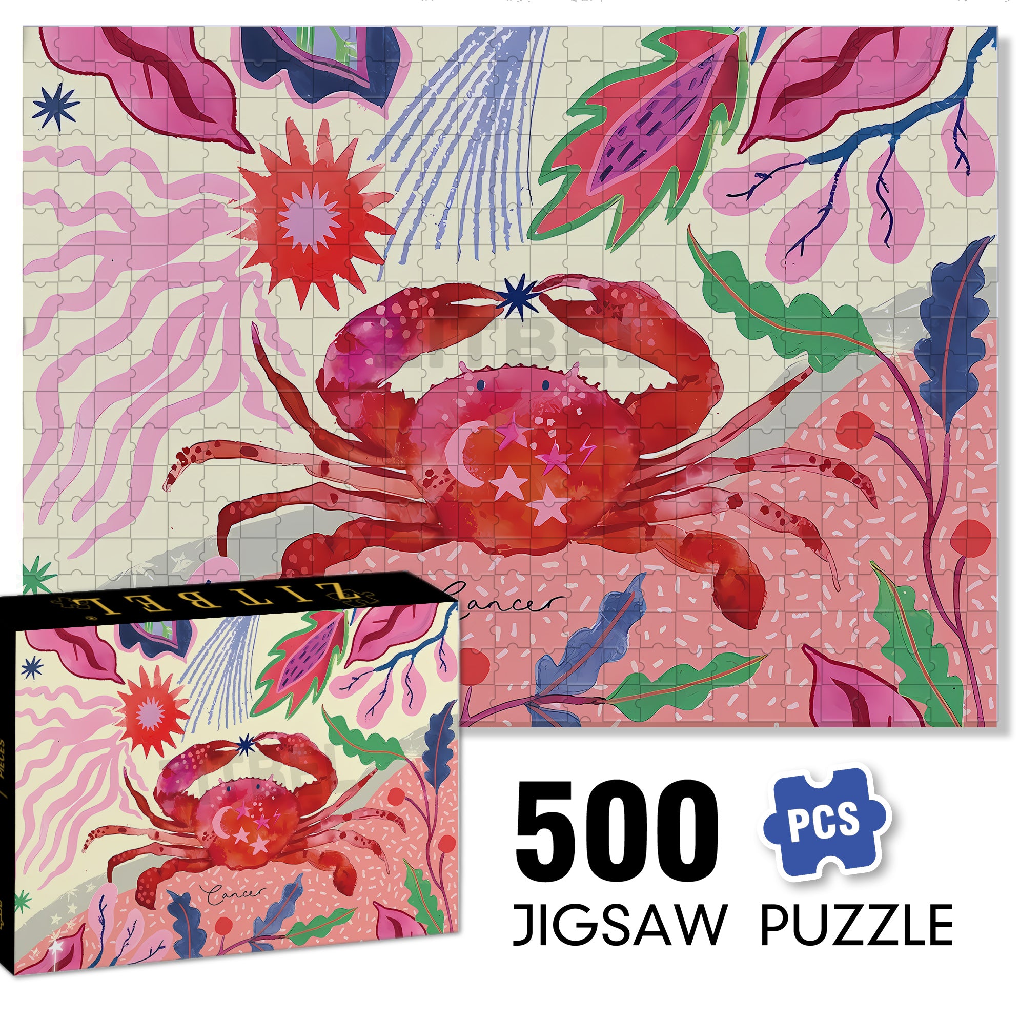 Cancer 500pcs/1000pcs Jigsaw Puzzle, Scratch-Resistant, Interactive Family Game & Brain-Boosting DIY Decor, Perfect for Halloween, Christmas & New Year Gifts, Family Puzzle Game