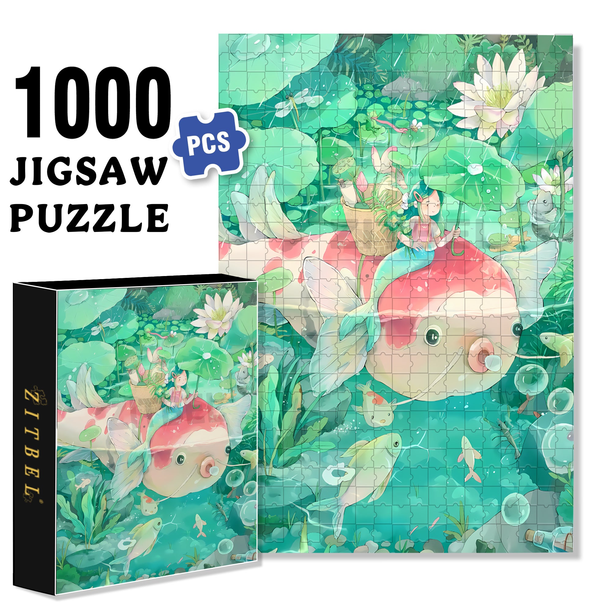 Carp Adventure 500pcs/1000pcs Jigsaw Puzzle, Scratch-Resistant, Interactive Family Game & Brain-Boosting DIY Decor, Perfect for Halloween, Christmas & New Year Gifts, Family Puzzle Game