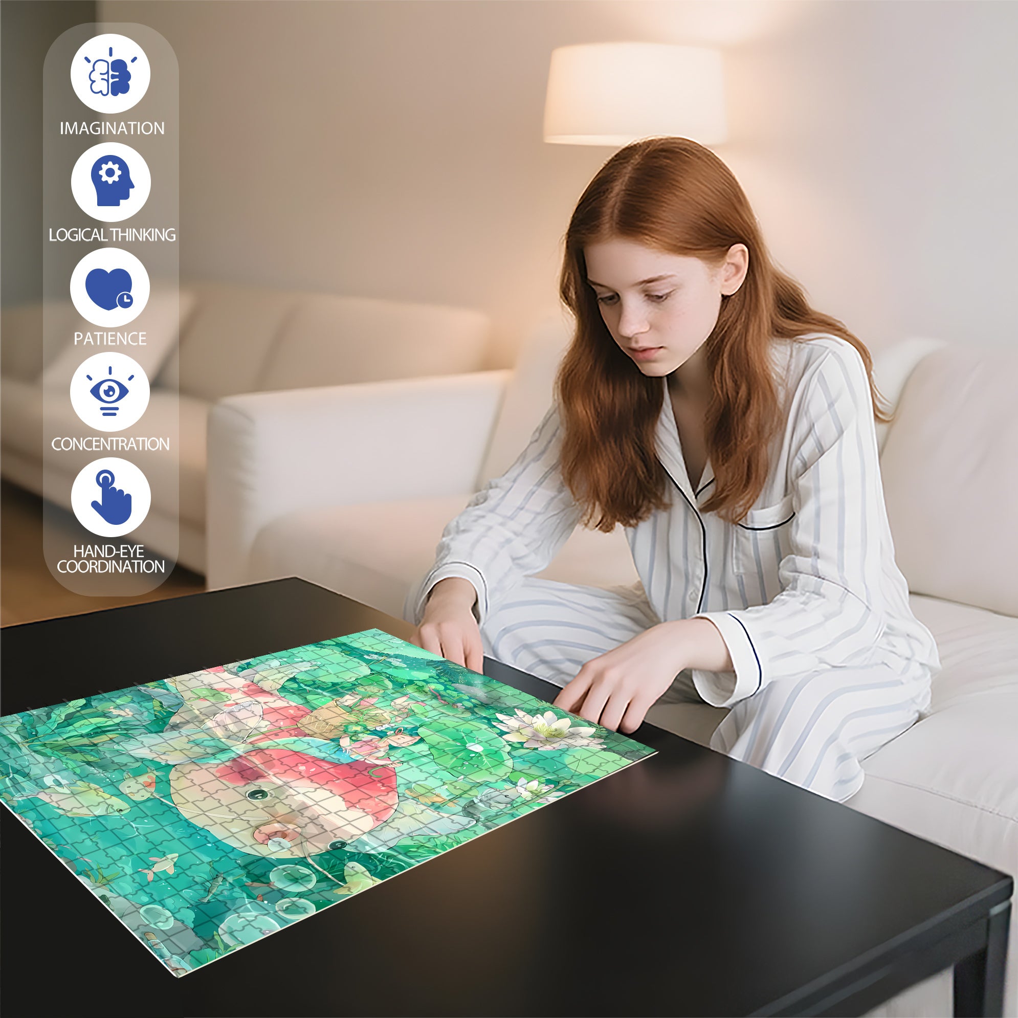 Carp Adventure 500pcs/1000pcs Jigsaw Puzzle, Scratch-Resistant, Interactive Family Game & Brain-Boosting DIY Decor, Perfect for Halloween, Christmas & New Year Gifts, Family Puzzle Game