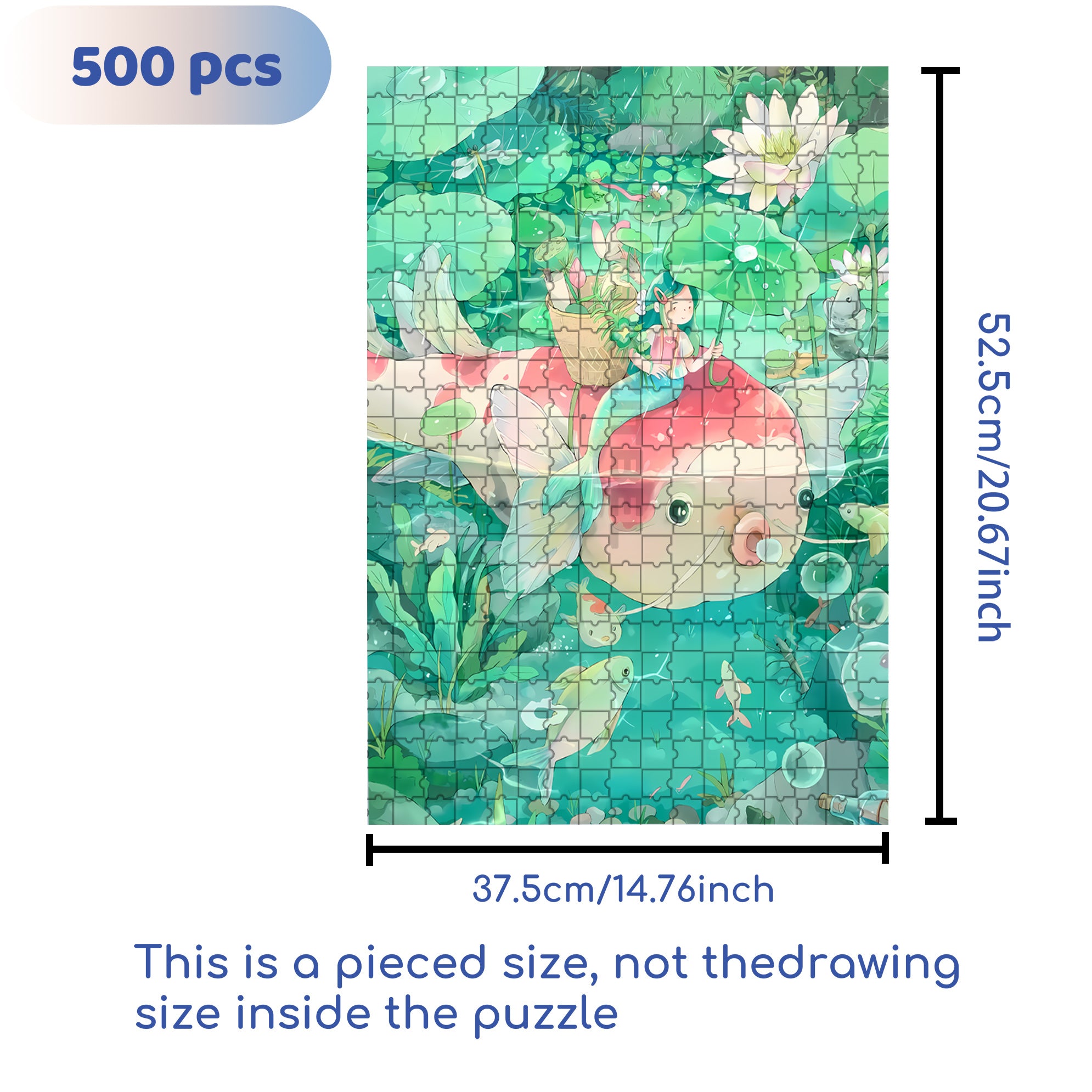 Carp Adventure 500pcs/1000pcs Jigsaw Puzzle, Scratch-Resistant, Interactive Family Game & Brain-Boosting DIY Decor, Perfect for Halloween, Christmas & New Year Gifts, Family Puzzle Game