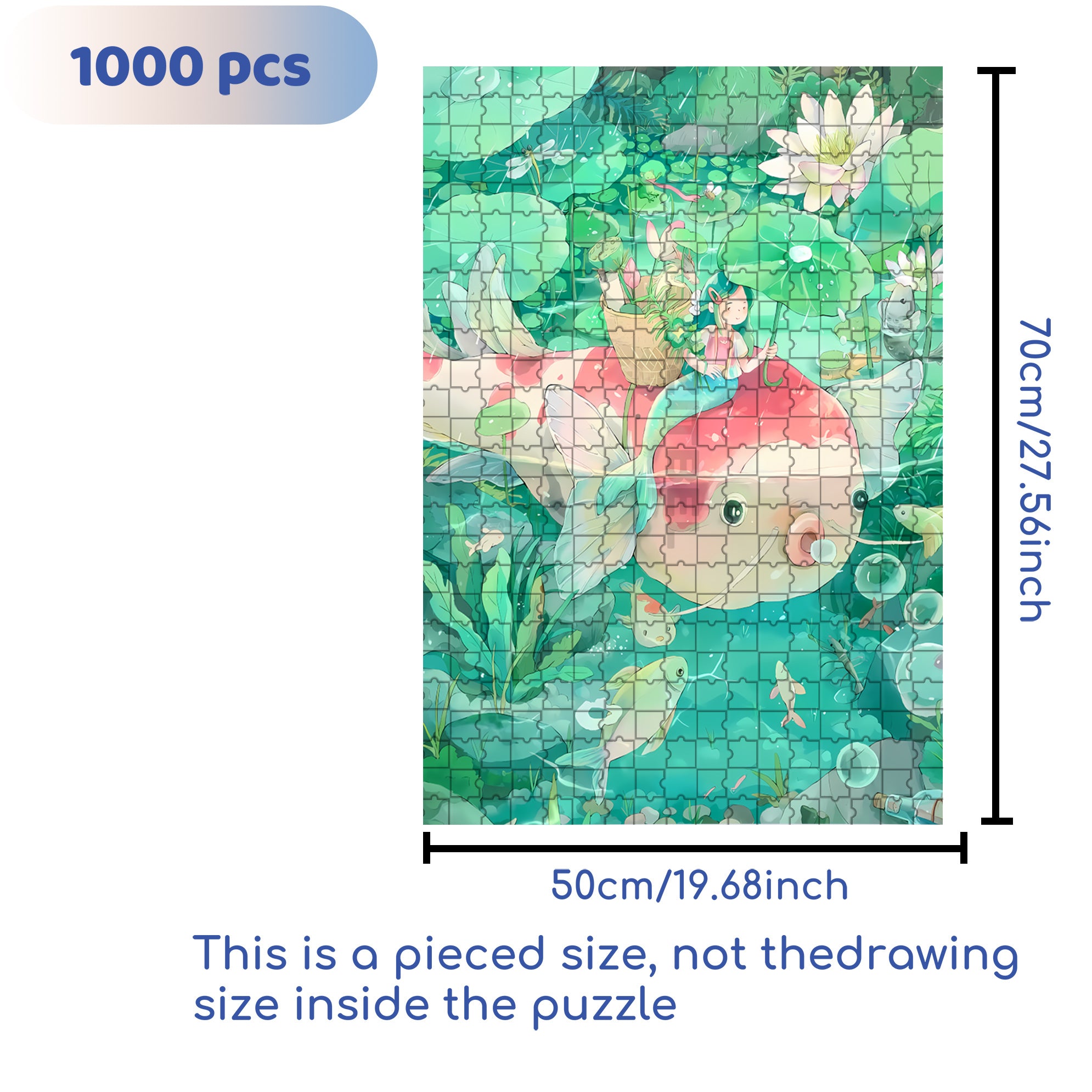 Carp Adventure 500pcs/1000pcs Jigsaw Puzzle, Scratch-Resistant, Interactive Family Game & Brain-Boosting DIY Decor, Perfect for Halloween, Christmas & New Year Gifts, Family Puzzle Game