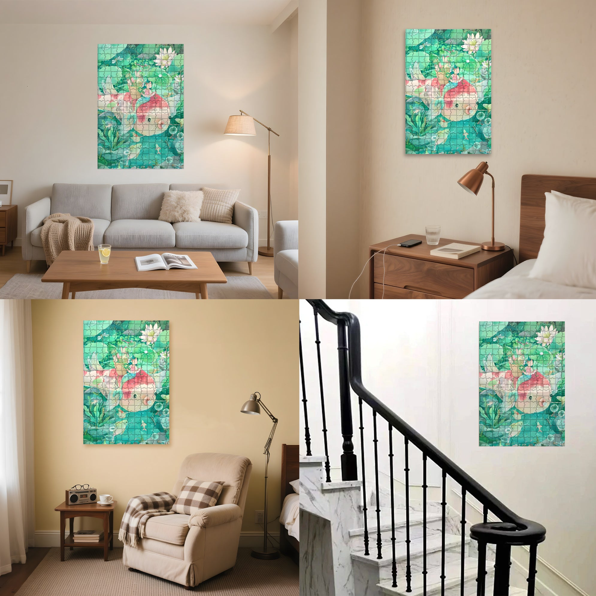 Carp Adventure 500pcs/1000pcs Jigsaw Puzzle, Scratch-Resistant, Interactive Family Game & Brain-Boosting DIY Decor, Perfect for Halloween, Christmas & New Year Gifts, Family Puzzle Game