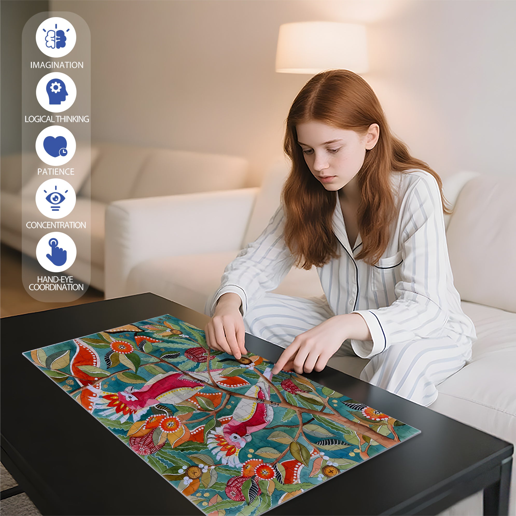 Cockatoos 500pcs/1000pcs Jigsaw Puzzle, Scratch-Resistant, Interactive Family Game & Brain-Boosting DIY Decor, Perfect for Halloween, Christmas & New Year Gifts, Family Puzzle Game