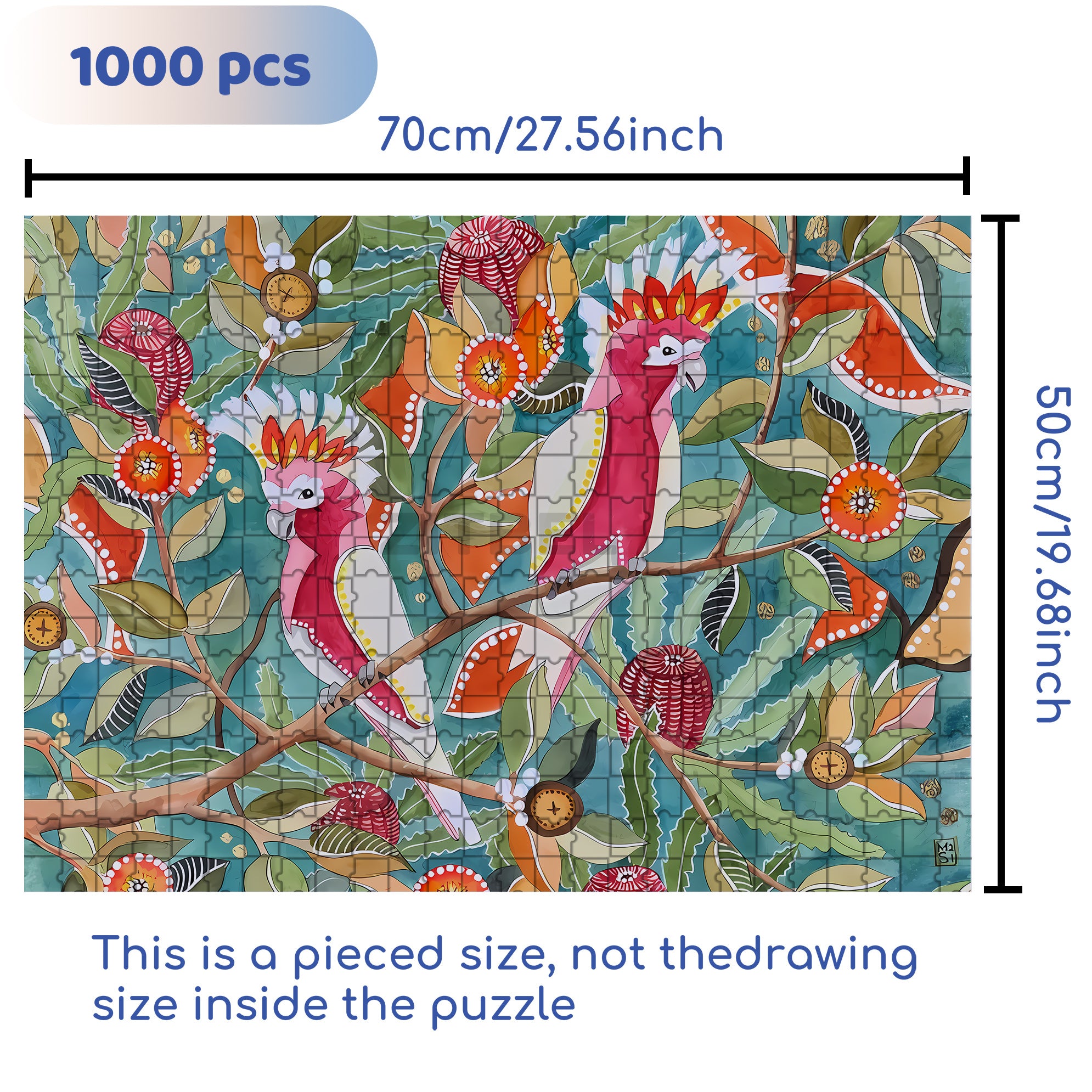 Cockatoos 500pcs/1000pcs Jigsaw Puzzle, Scratch-Resistant, Interactive Family Game & Brain-Boosting DIY Decor, Perfect for Halloween, Christmas & New Year Gifts, Family Puzzle Game