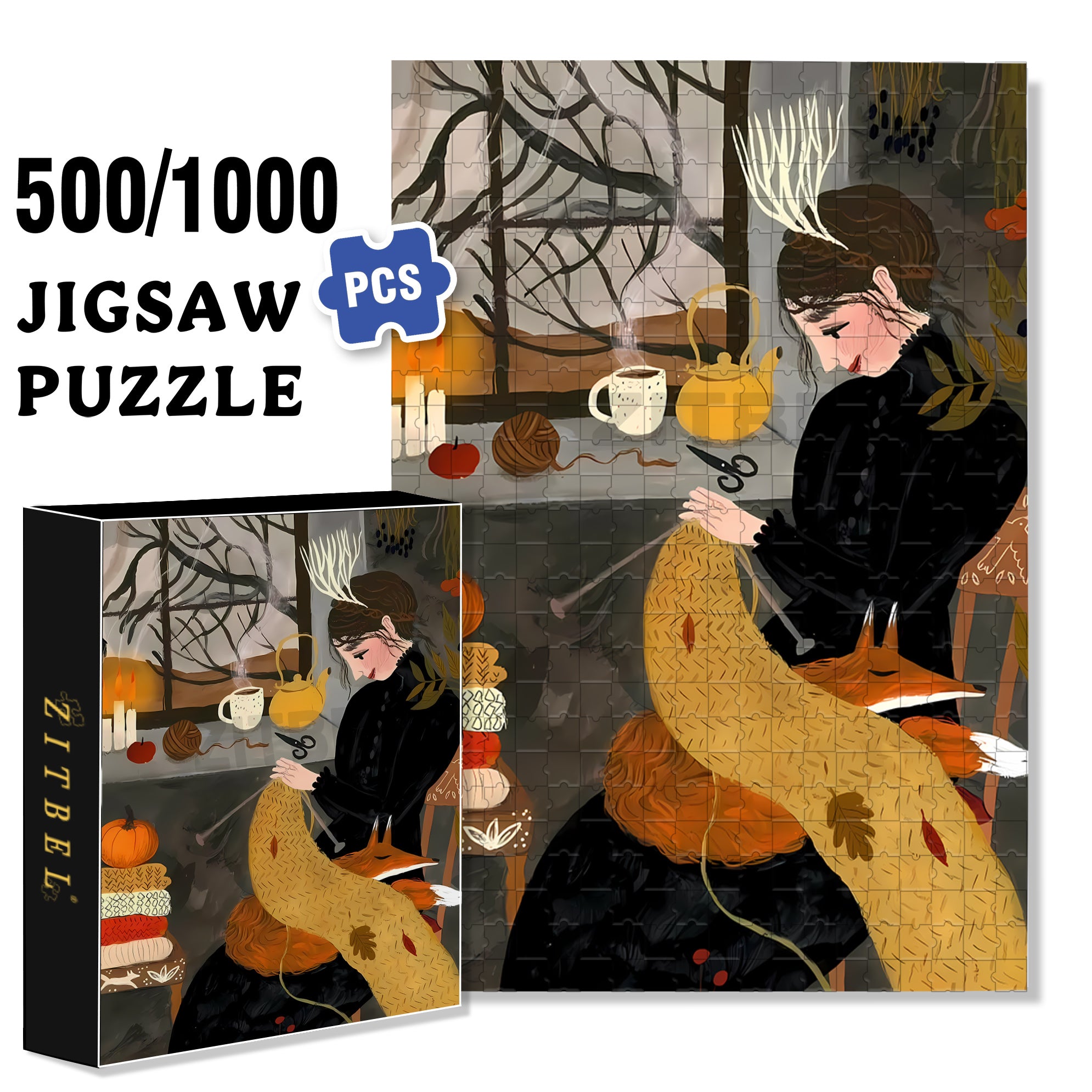 Crocheting 500pcs/1000pcs Jigsaw Puzzle, Scratch-Resistant, Interactive Family Game & Brain-Boosting DIY Decor, Perfect for Halloween, Christmas & New Year Gifts, Family Puzzle Game