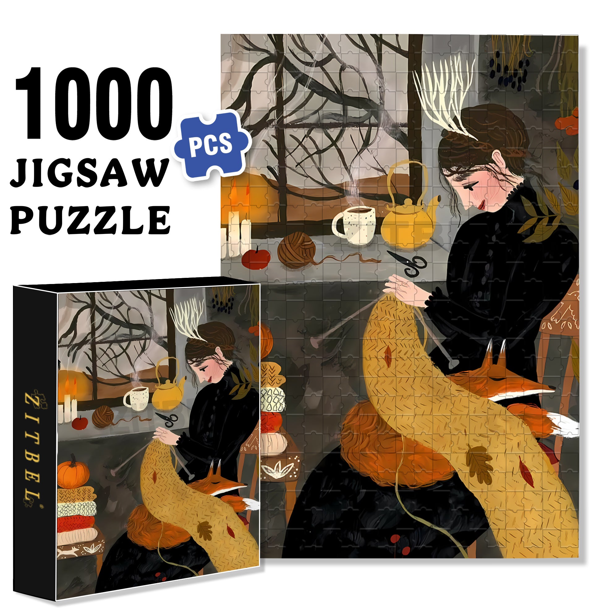 Crocheting 500pcs/1000pcs Jigsaw Puzzle, Scratch-Resistant, Interactive Family Game & Brain-Boosting DIY Decor, Perfect for Halloween, Christmas & New Year Gifts, Family Puzzle Game