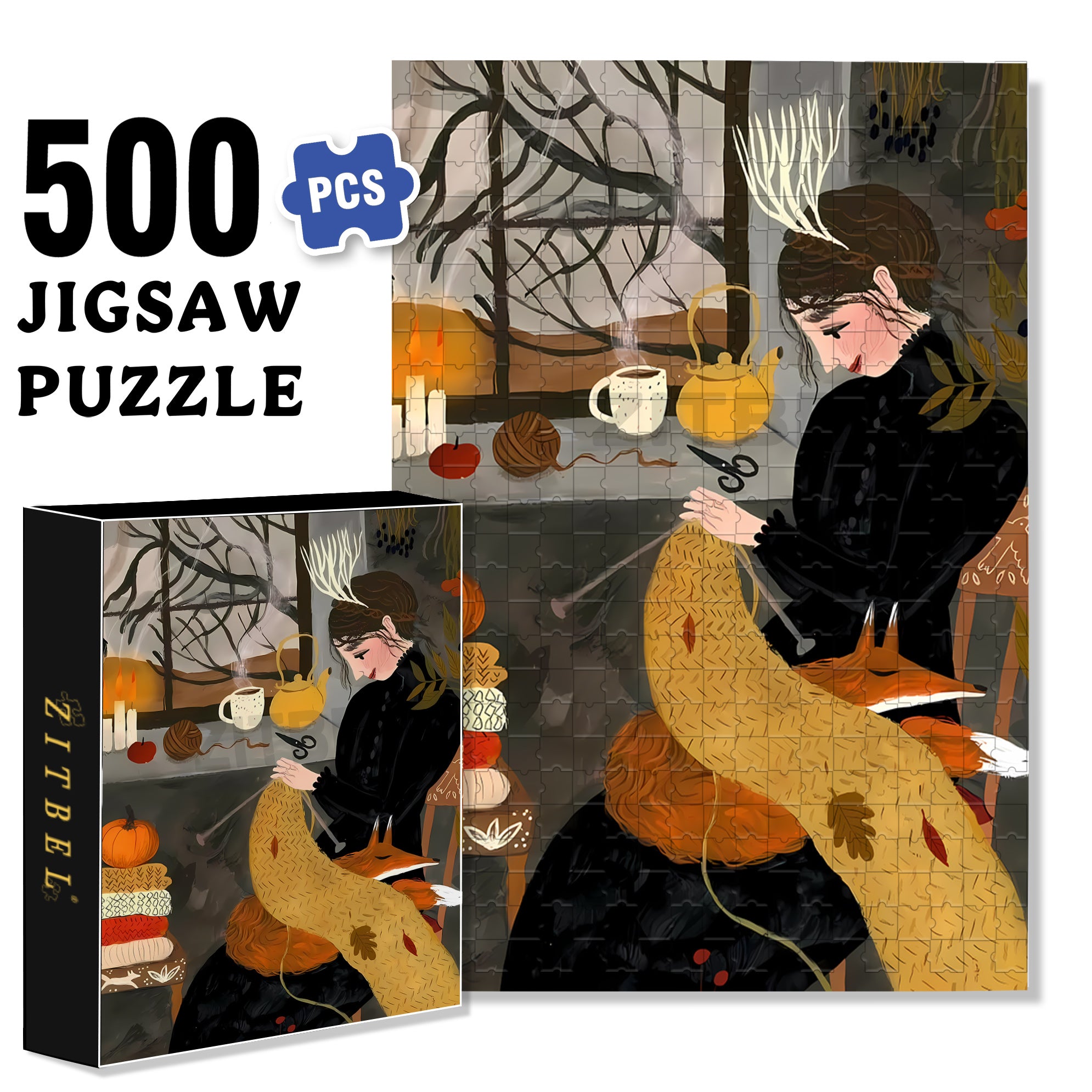 Crocheting 500pcs/1000pcs Jigsaw Puzzle, Scratch-Resistant, Interactive Family Game & Brain-Boosting DIY Decor, Perfect for Halloween, Christmas & New Year Gifts, Family Puzzle Game