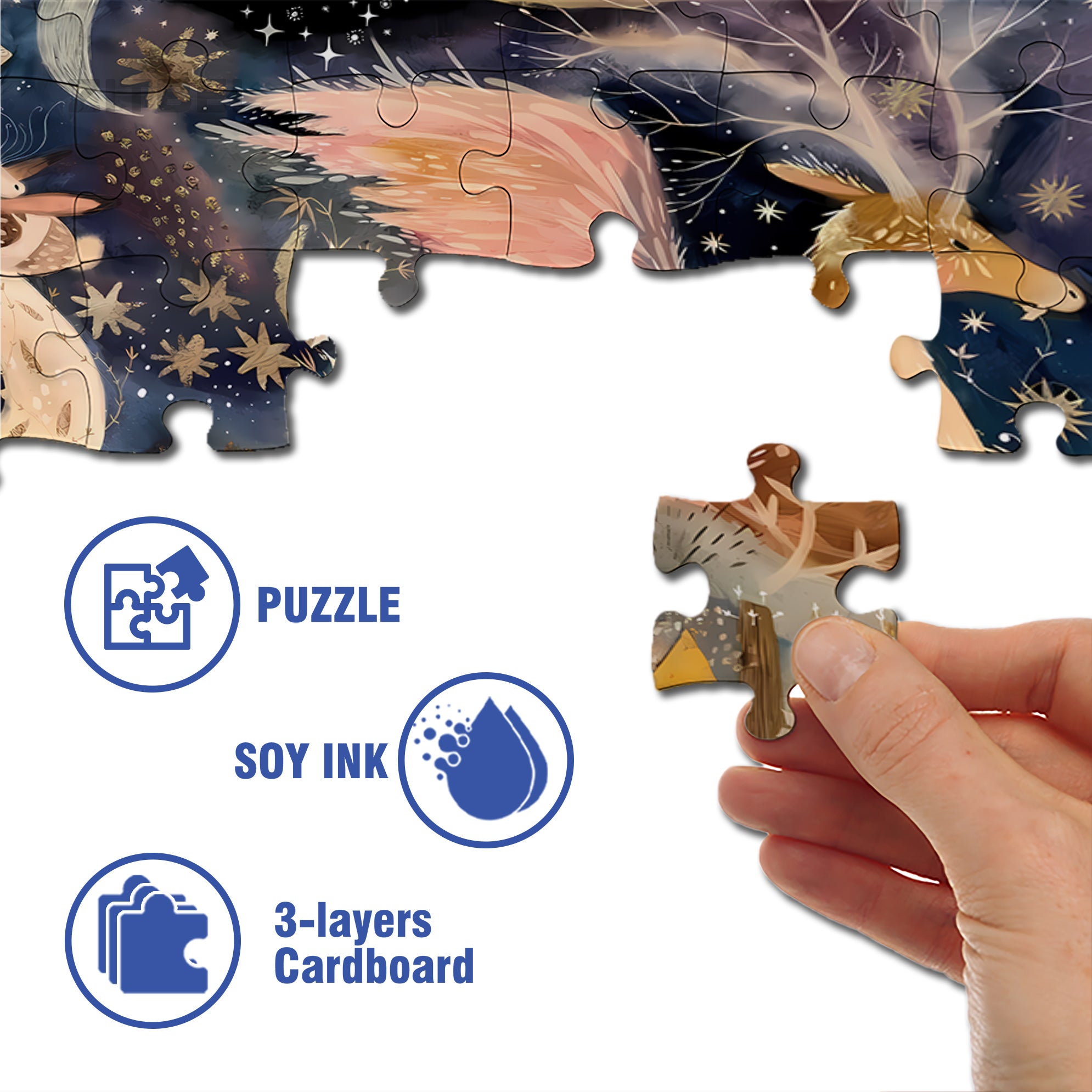 Flying Deer 500pcs/1000pcs Jigsaw Puzzle, Scratch-Resistant, Interactive Family Game & Brain-Boosting DIY Decor, Perfect for Halloween, Christmas & New Year Gifts, Family Puzzle Game