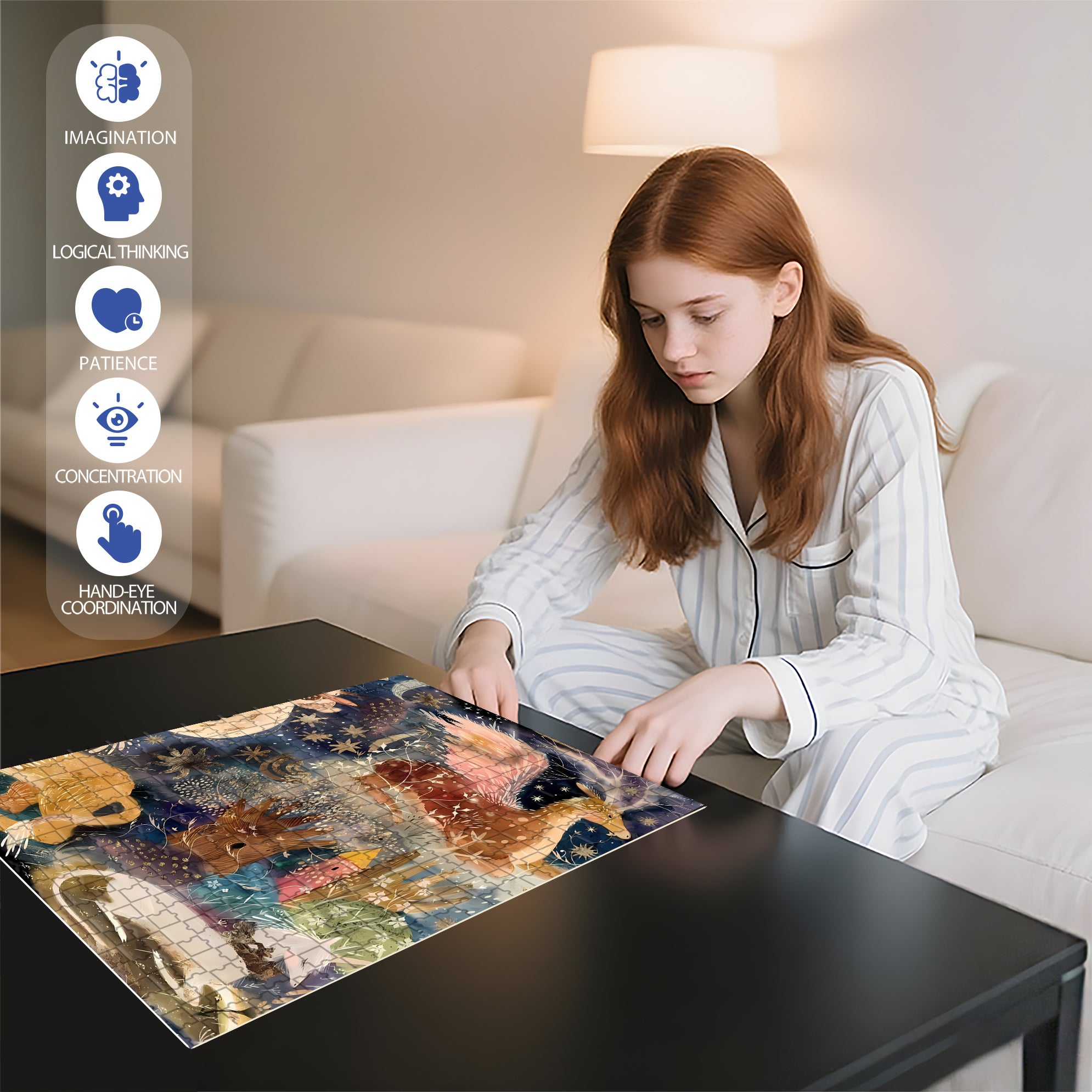Flying Deer 500pcs/1000pcs Jigsaw Puzzle, Scratch-Resistant, Interactive Family Game & Brain-Boosting DIY Decor, Perfect for Halloween, Christmas & New Year Gifts, Family Puzzle Game