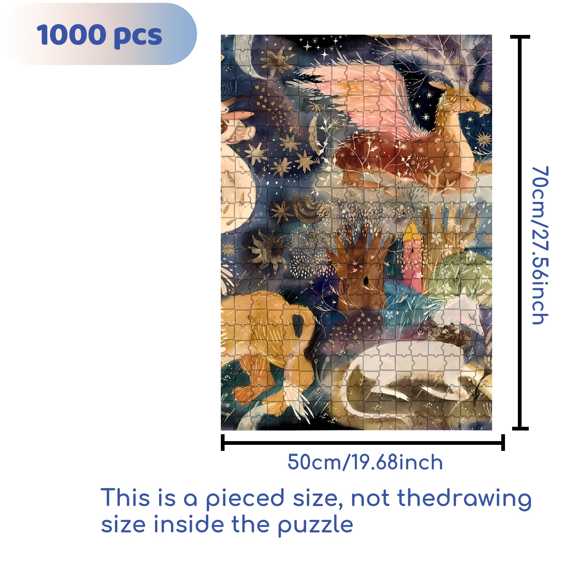 Flying Deer 500pcs/1000pcs Jigsaw Puzzle, Scratch-Resistant, Interactive Family Game & Brain-Boosting DIY Decor, Perfect for Halloween, Christmas & New Year Gifts, Family Puzzle Game