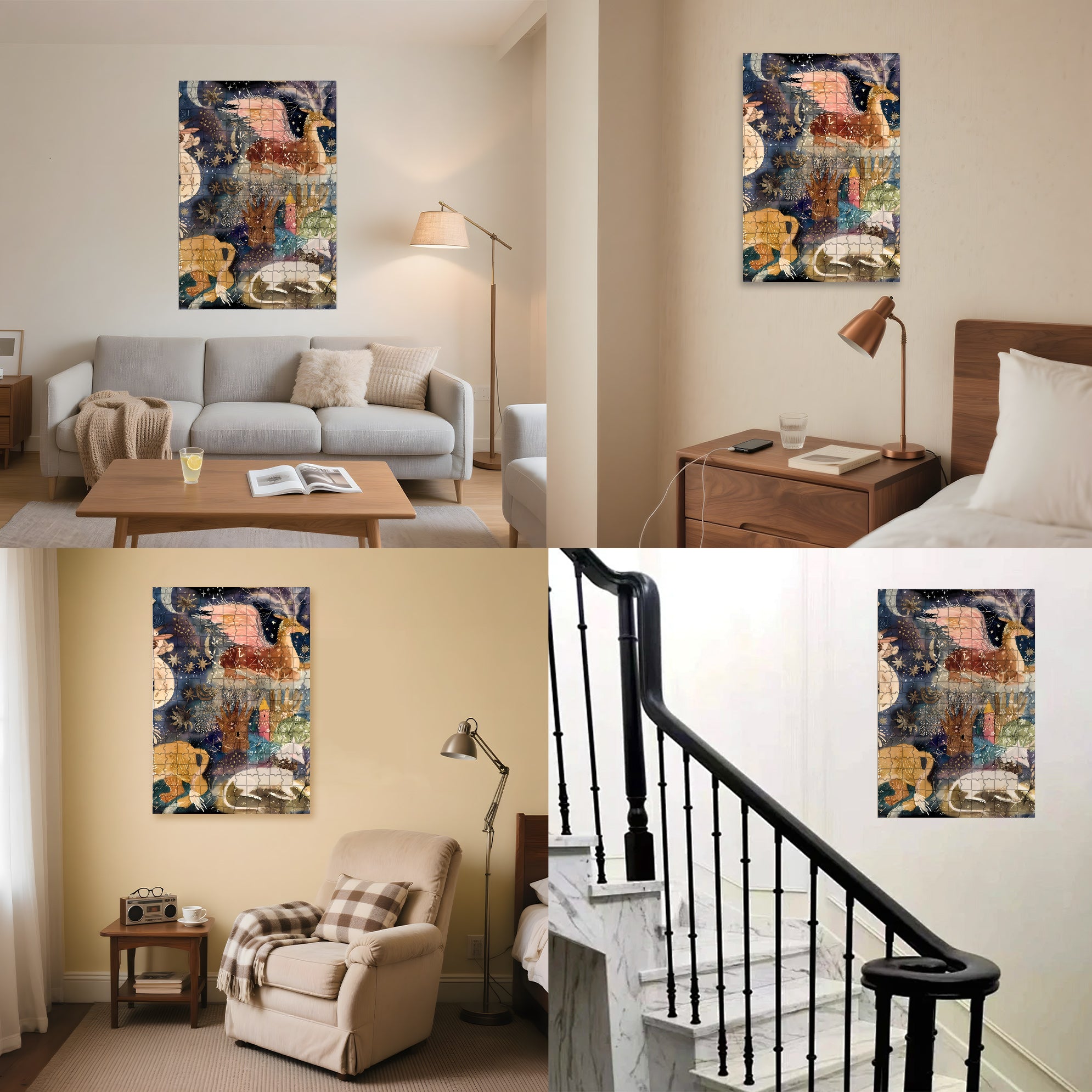 Flying Deer 500pcs/1000pcs Jigsaw Puzzle, Scratch-Resistant, Interactive Family Game & Brain-Boosting DIY Decor, Perfect for Halloween, Christmas & New Year Gifts, Family Puzzle Game