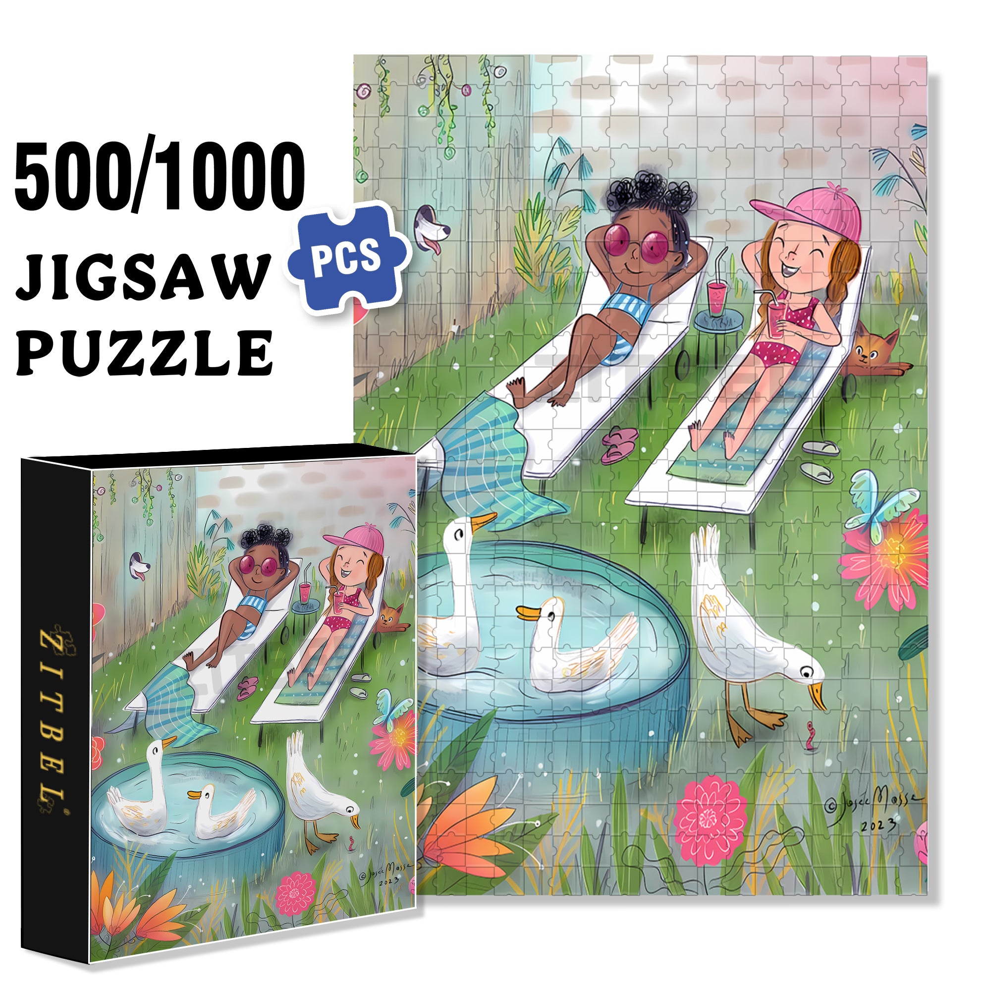 Fun in the Backward 500pcs/1000pcs Jigsaw Puzzle, Scratch-Resistant, Interactive Family Game & Brain-Boosting DIY Decor, Perfect for Halloween, Christmas & New Year Gifts, Family Puzzle Game