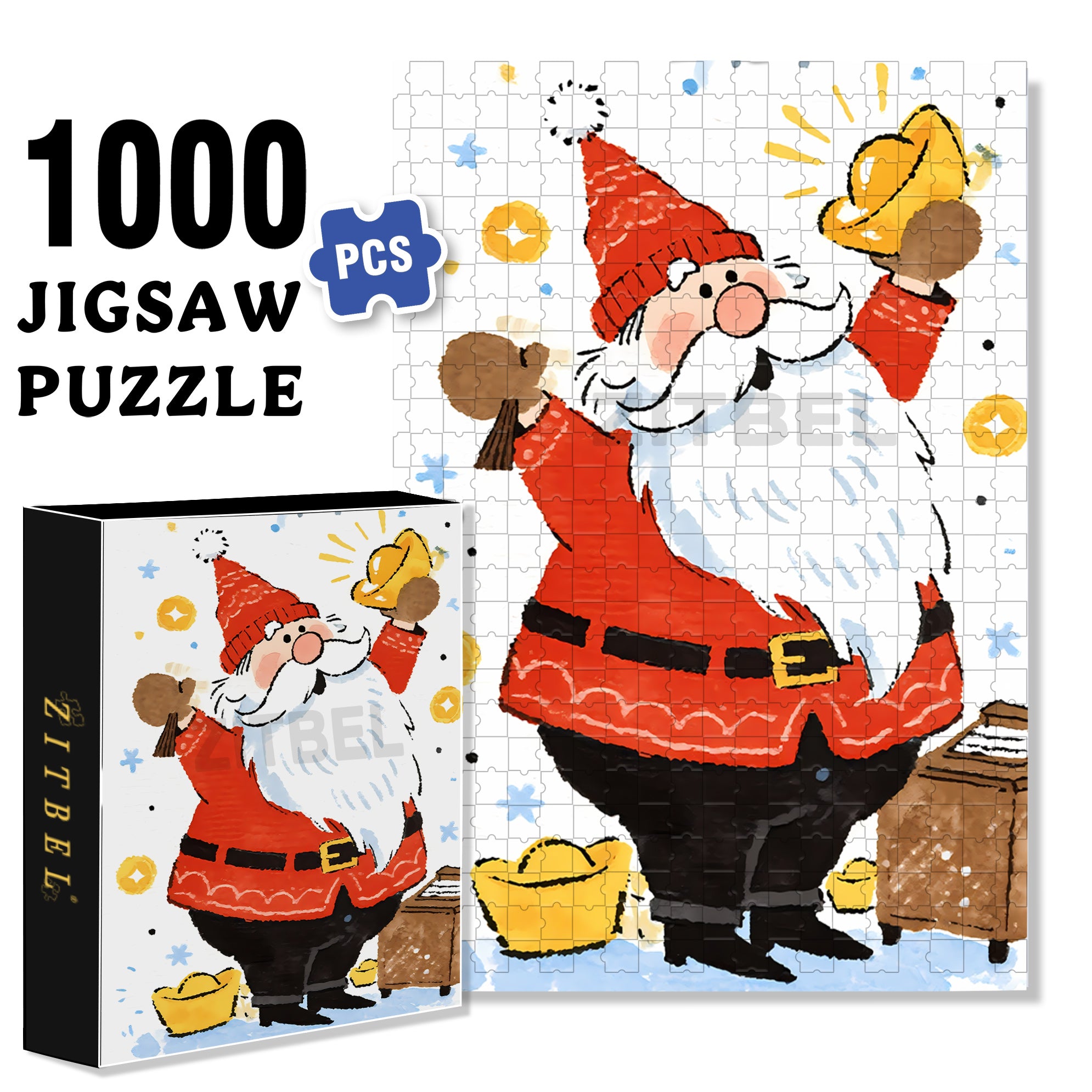 Gold Ingot 500pcs/1000pcs Jigsaw Puzzle, Scratch-Resistant, Interactive Family Game & Brain-Boosting DIY Decor, Perfect for Halloween, Christmas & New Year Gifts, Family Puzzle Game