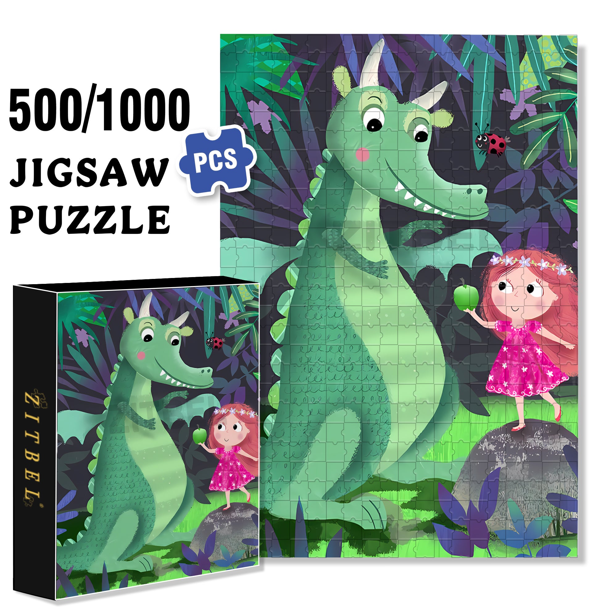 Green Apple 500pcs/1000pcs Jigsaw Puzzle, Scratch-Resistant, Interactive Family Game & Brain-Boosting DIY Decor, Perfect for Halloween, Christmas & New Year Gifts, Family Puzzle Game