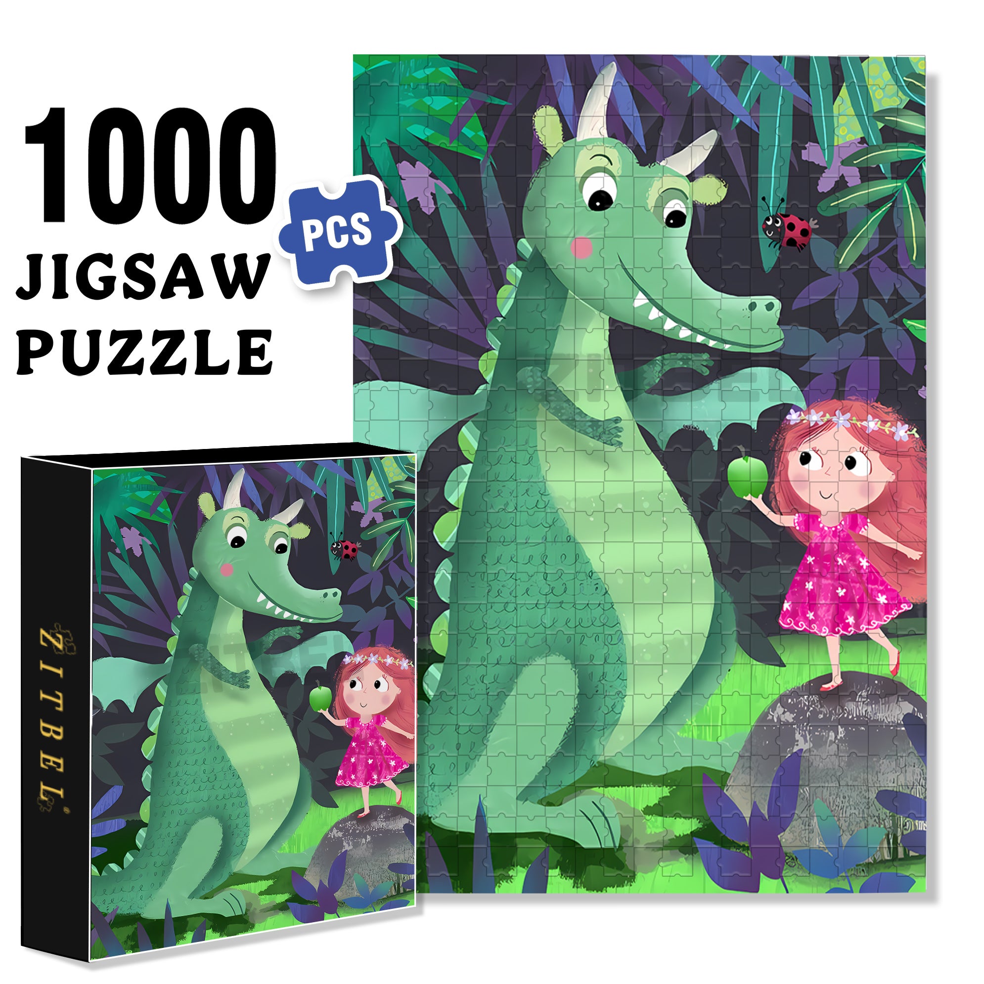 Green Apple 500pcs/1000pcs Jigsaw Puzzle, Scratch-Resistant, Interactive Family Game & Brain-Boosting DIY Decor, Perfect for Halloween, Christmas & New Year Gifts, Family Puzzle Game