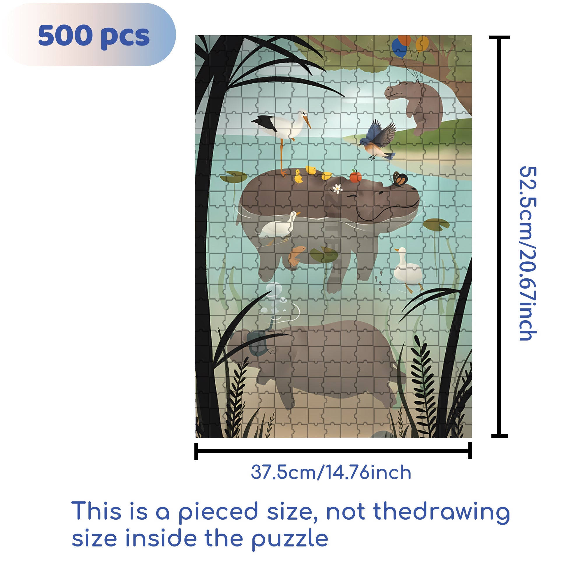 Happy Hippo 500pcs/1000pcs Jigsaw Puzzle, Scratch-Resistant, Interactive Family Game & Brain-Boosting DIY Decor, Perfect for Halloween, Christmas & New Year Gifts, Family Puzzle Game