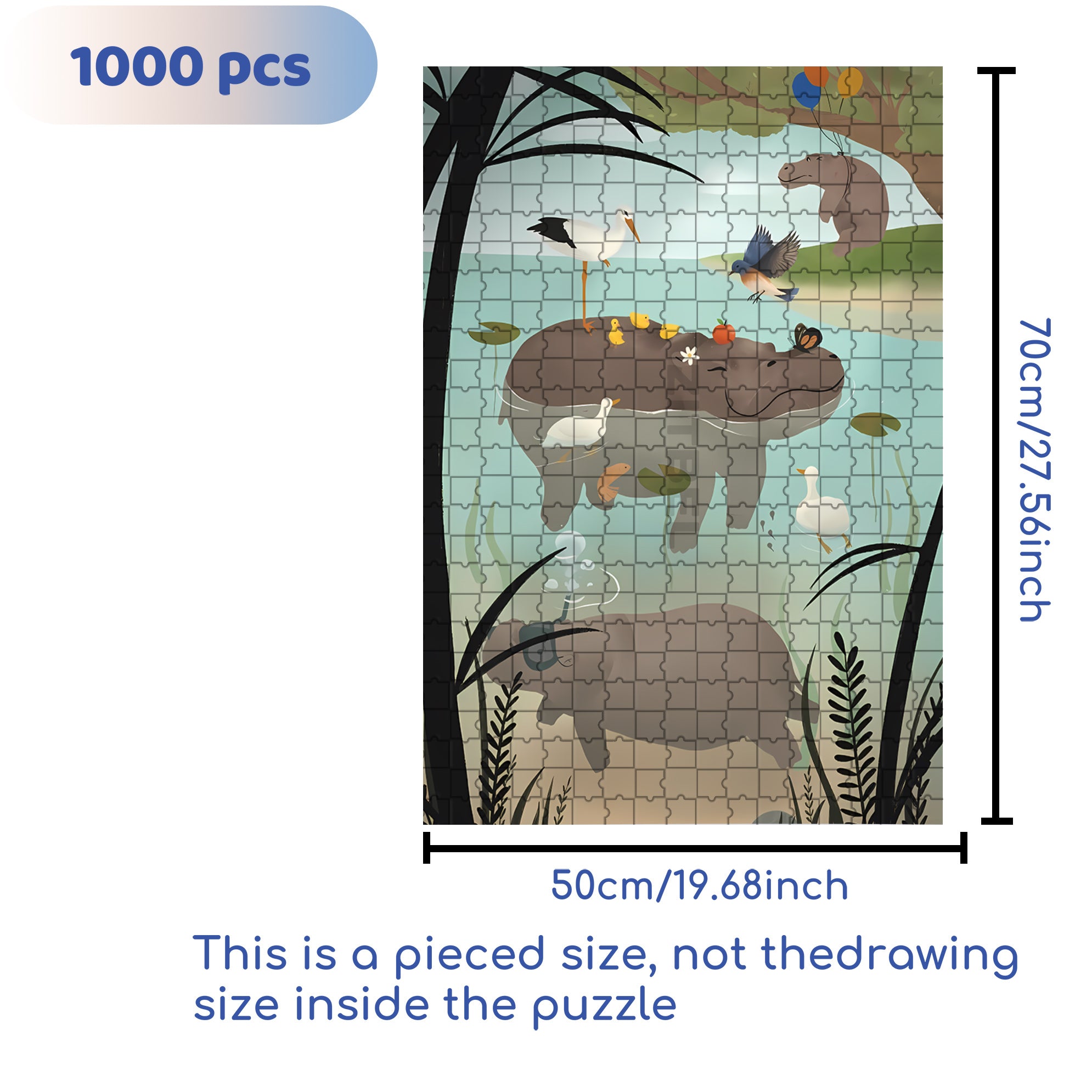 Happy Hippo 500pcs/1000pcs Jigsaw Puzzle, Scratch-Resistant, Interactive Family Game & Brain-Boosting DIY Decor, Perfect for Halloween, Christmas & New Year Gifts, Family Puzzle Game