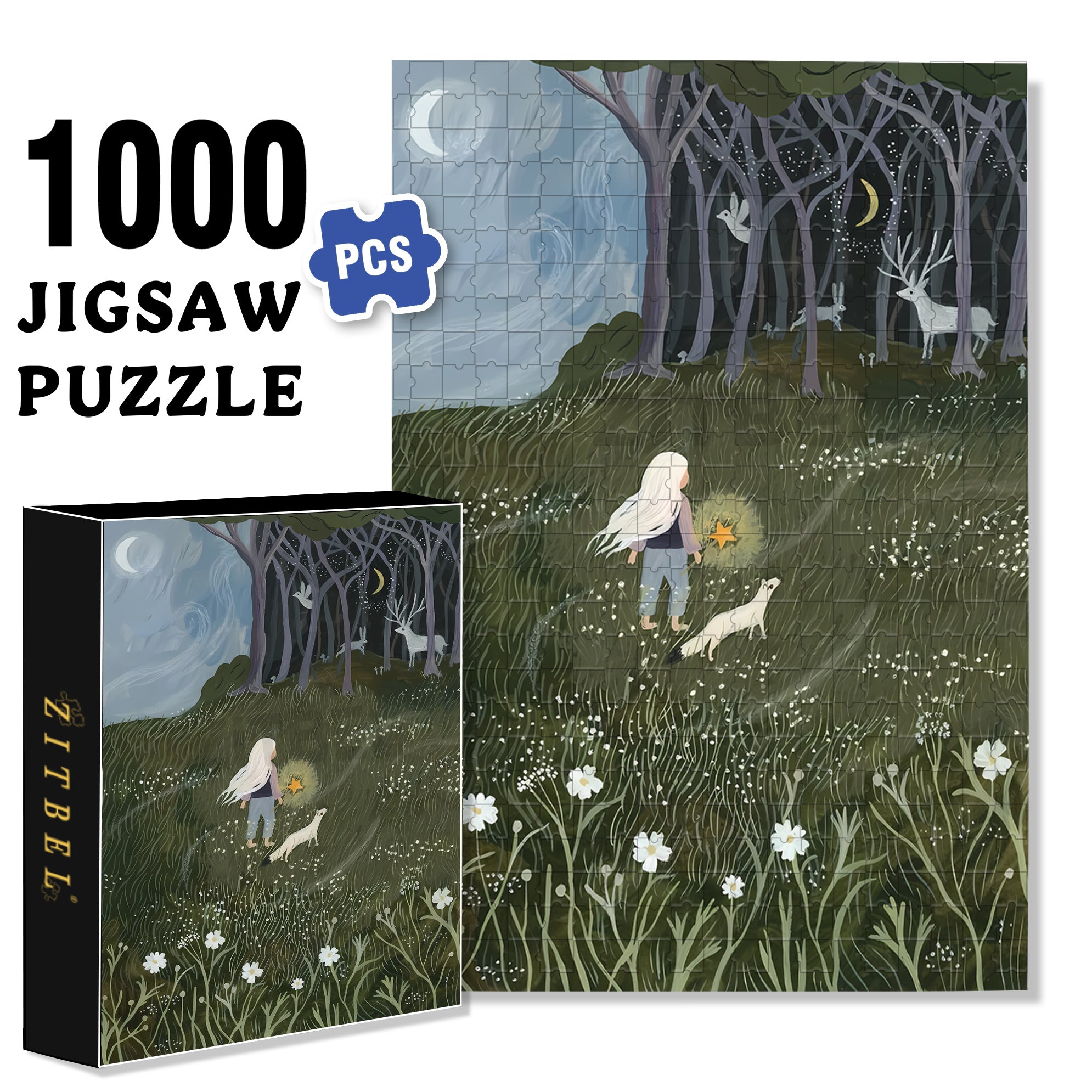 Into The Forest 500pcs/1000pcs Jigsaw Puzzle, Scratch-Resistant, Interactive Family Game & Brain-Boosting DIY Decor, Perfect for Halloween, Christmas & New Year Gifts, Family Puzzle Game
