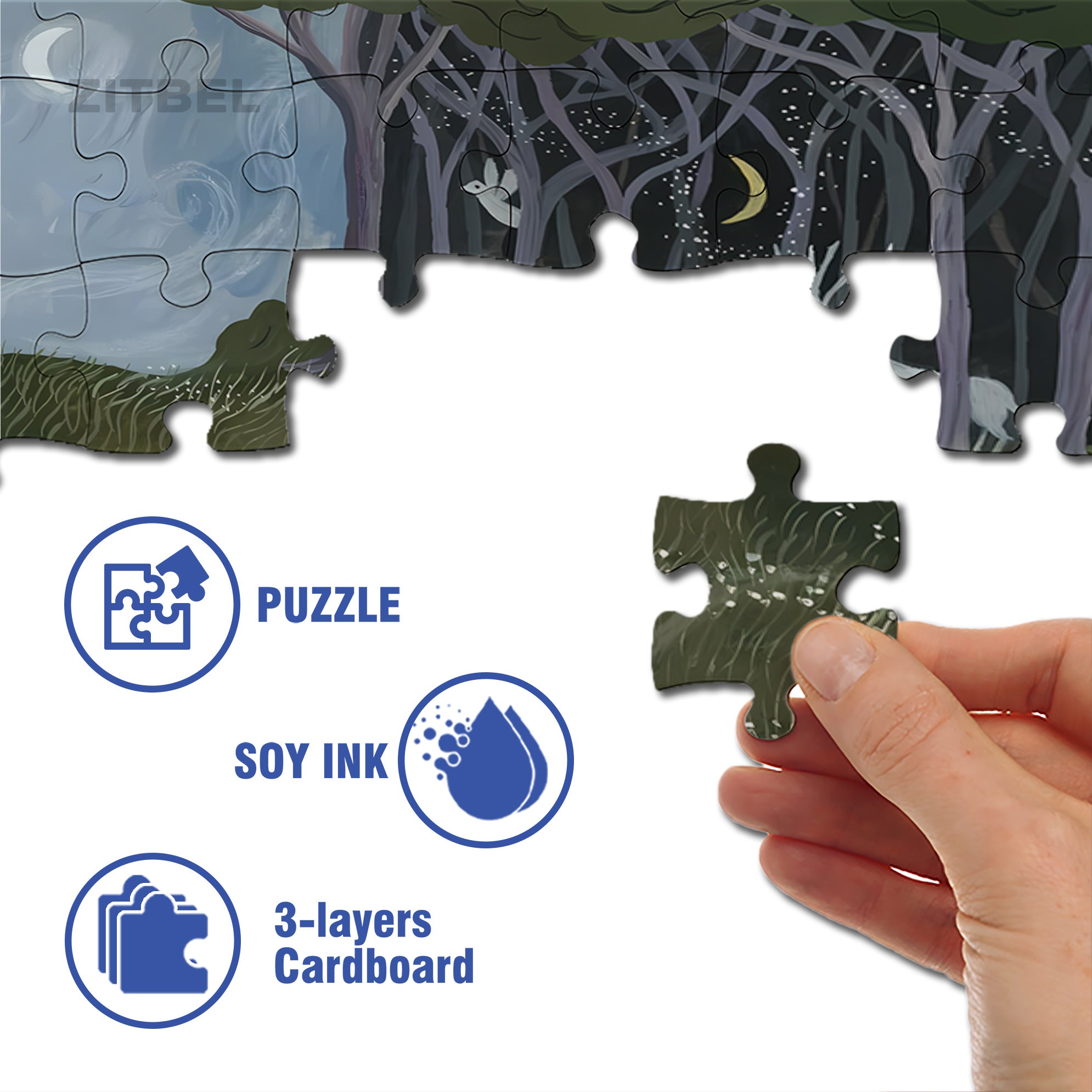 Into The Forest 500pcs/1000pcs Jigsaw Puzzle, Scratch-Resistant, Interactive Family Game & Brain-Boosting DIY Decor, Perfect for Halloween, Christmas & New Year Gifts, Family Puzzle Game