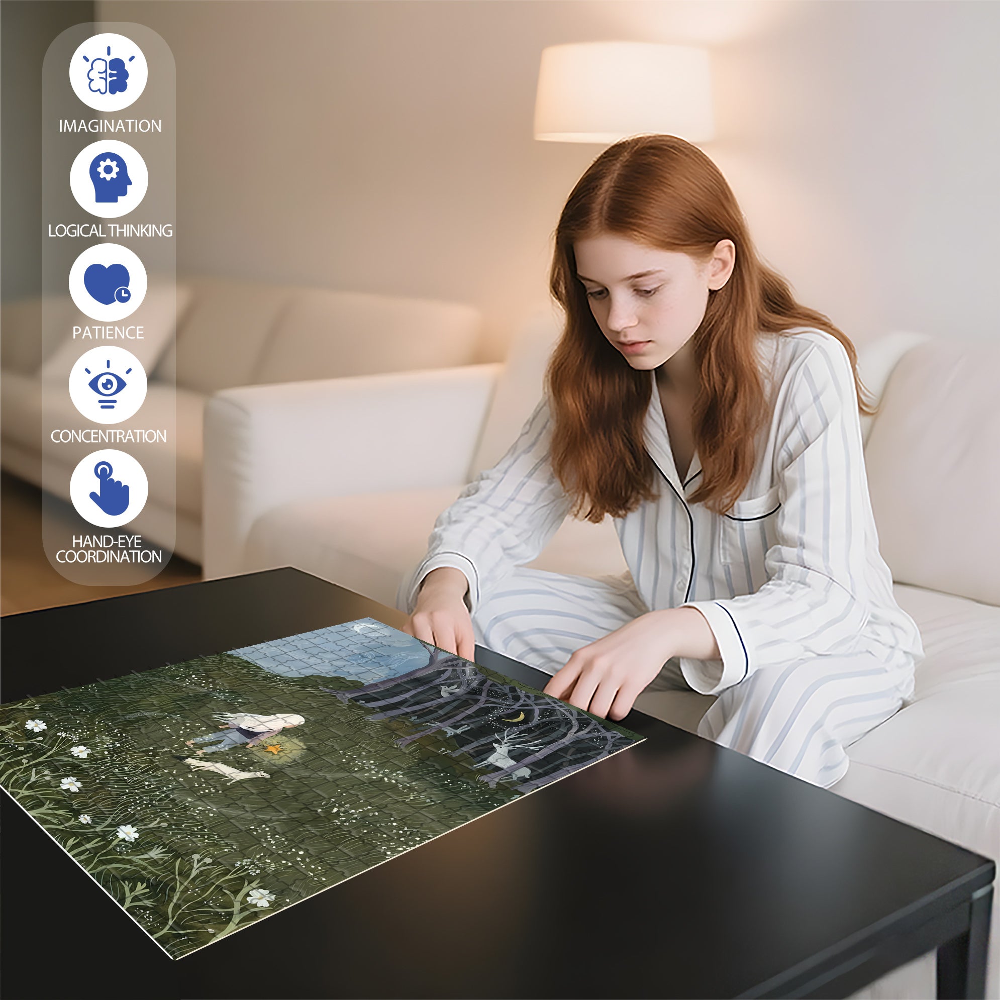 Into The Forest 500pcs/1000pcs Jigsaw Puzzle, Scratch-Resistant, Interactive Family Game & Brain-Boosting DIY Decor, Perfect for Halloween, Christmas & New Year Gifts, Family Puzzle Game
