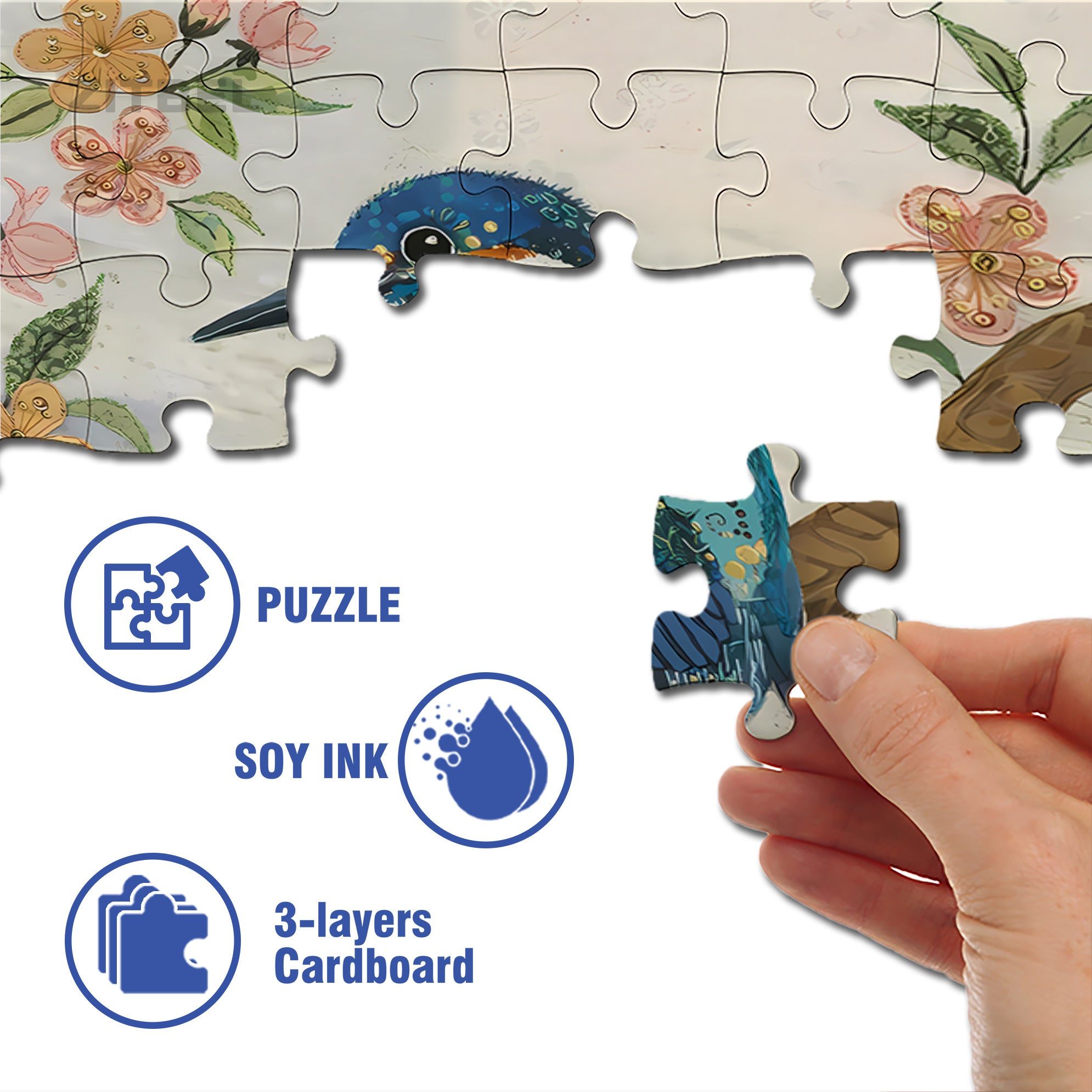 Jeweled Kingfisher 500pcs/1000pcs Jigsaw Puzzle, Scratch-Resistant, Interactive Family Game & Brain-Boosting DIY Decor, Perfect for Halloween, Christmas & New Year Gifts, Family Puzzle Game